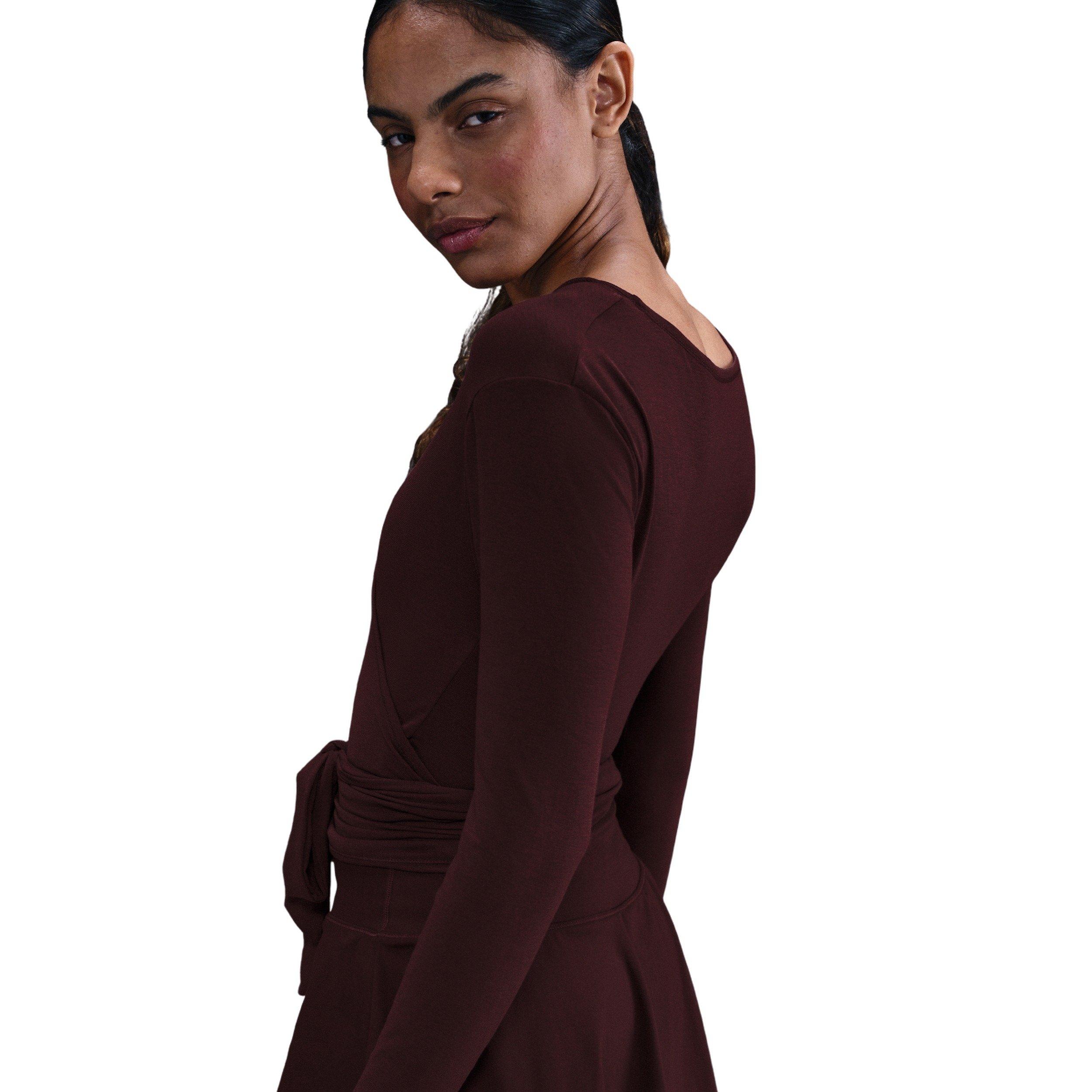 Nike Women's One Relaxed Dri-FIT Top - Burgundy - BURGUNDY Thumbnail View 2