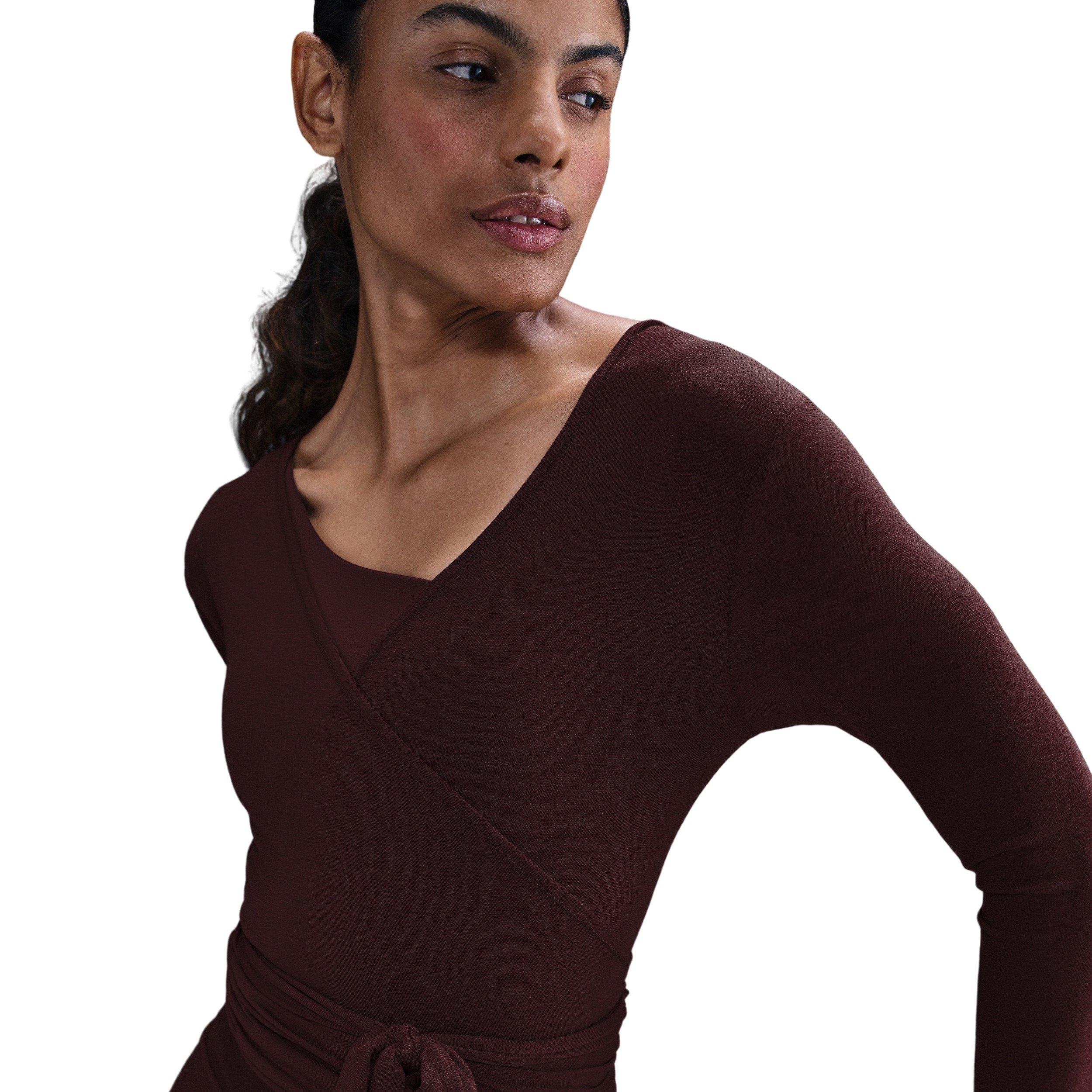 Nike Women's One Relaxed Dri-FIT Top - Burgundy - BURGUNDY Thumbnail View 3