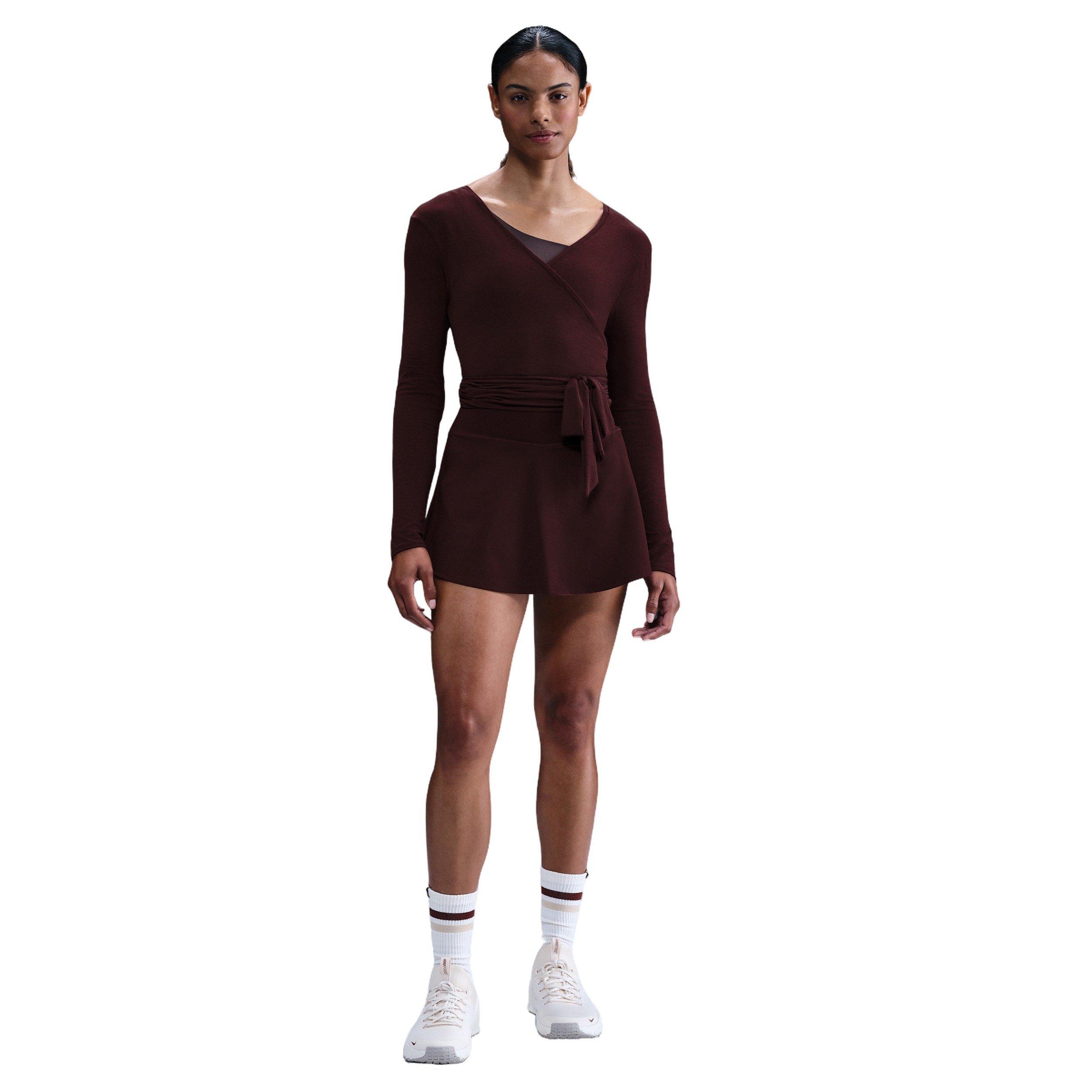 Nike Women's One Relaxed Dri-FIT Top - Burgundy - BURGUNDY Thumbnail View 4