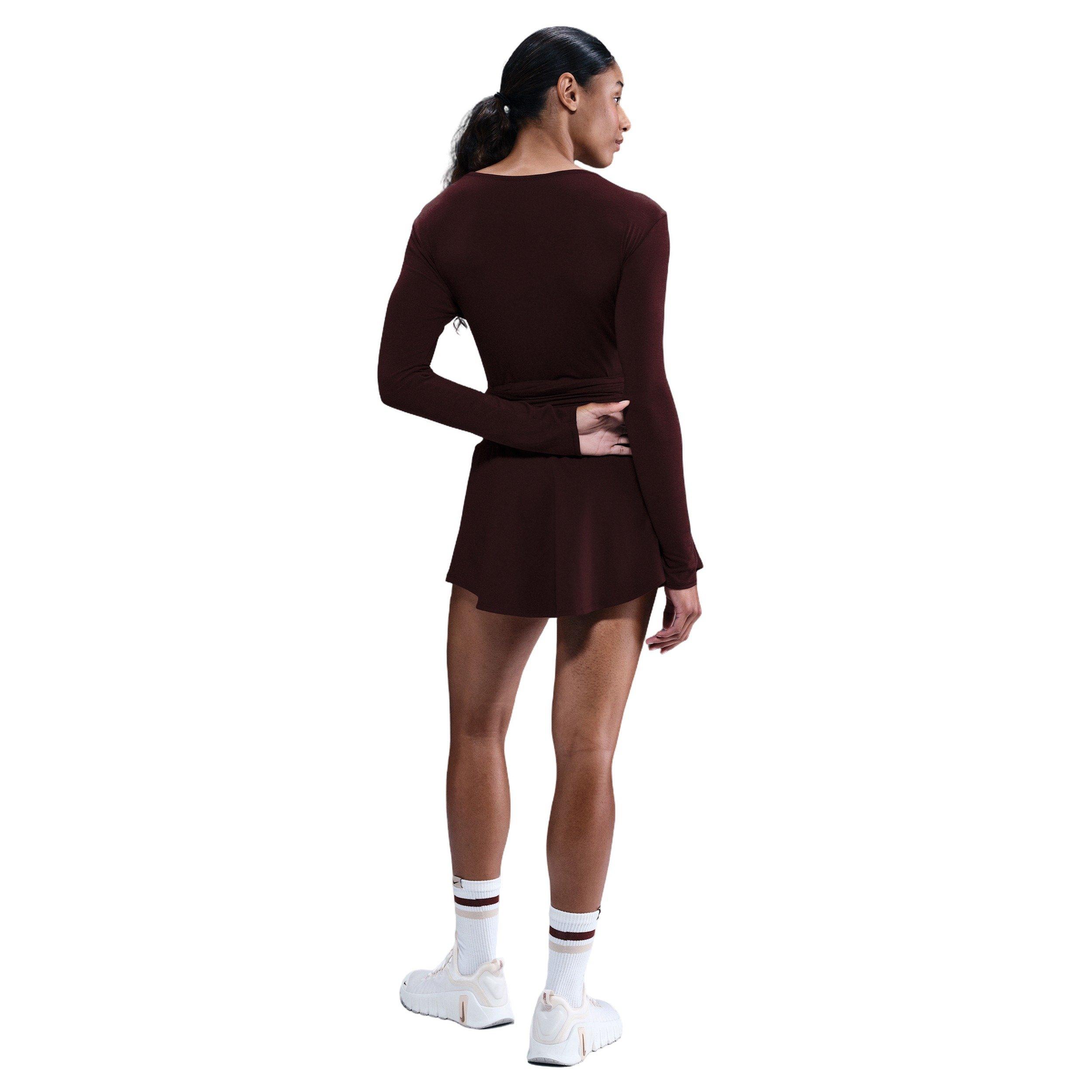 Nike Women's One Relaxed Dri-FIT Top - Burgundy - BURGUNDY Thumbnail View 5