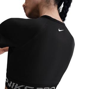 Nike Women's Pro Dri-FIT Short-Sleeve Cropped Graphic Top -Black