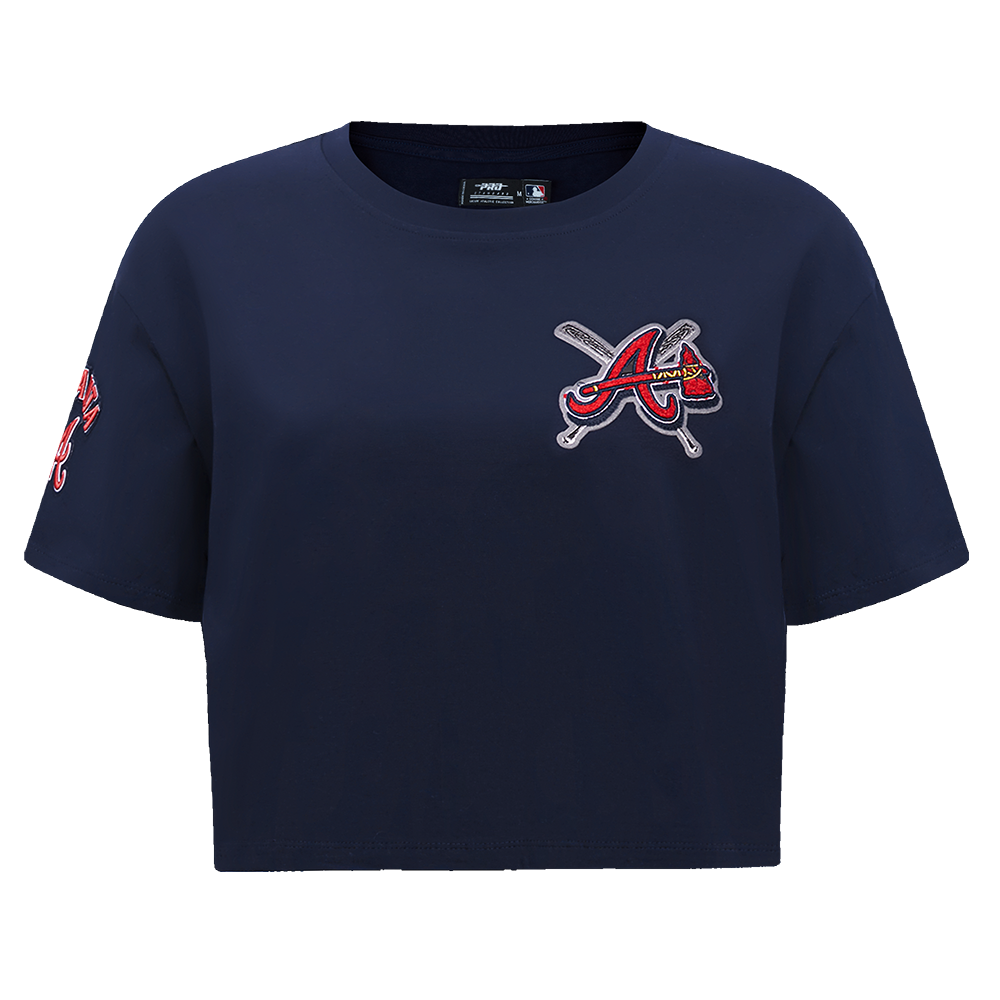 Pro Standard Women's MLB Atlanta Braves Mashup Boxy Tee -Navy - NAVY Thumbnail View 1