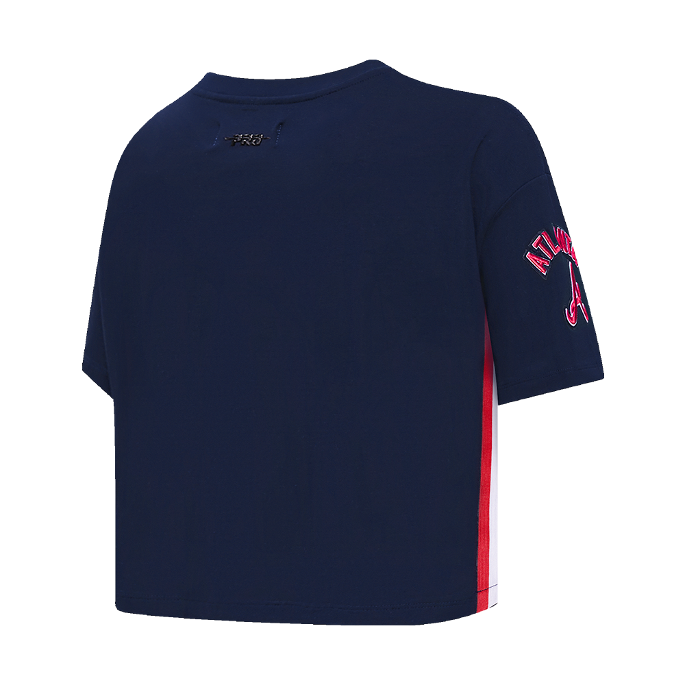 Pro Standard Women's MLB Atlanta Braves Mashup Boxy Tee - Navy - NAVY Thumbnail View 4