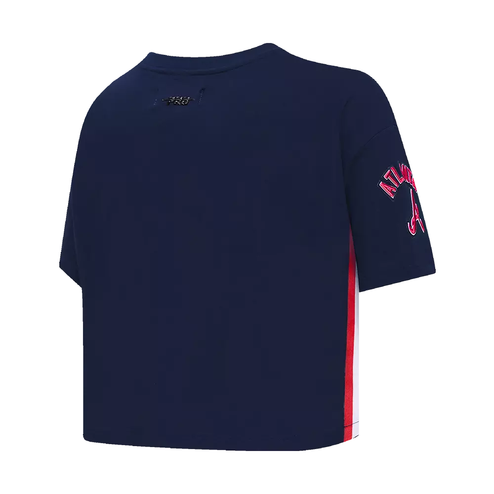 Pro Standard Women's MLB Atlanta Braves Mashup Boxy Tee -Navy - NAVY