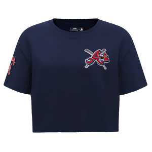 Pro Standard Women's MLB Atlanta Braves Mashup Boxy Tee -Navy