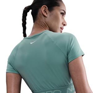 Nike Women's Pro Dri-FIT Short-Sleeve Cropped Graphic Top -Green