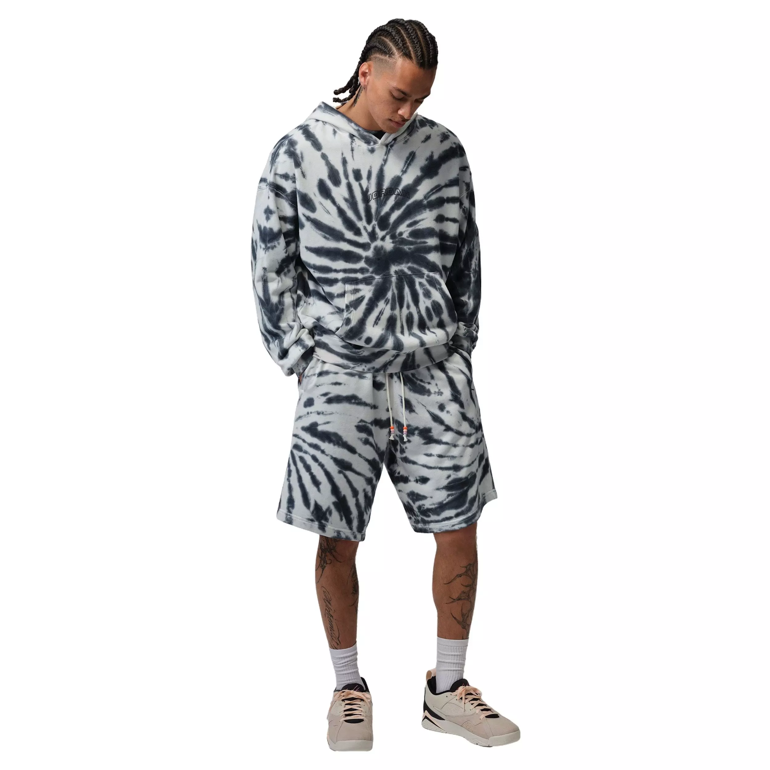 Jordan Men's Brooklyn Fleece Tie-Dye Sweatshirt Festival Hoodie - WHITE
