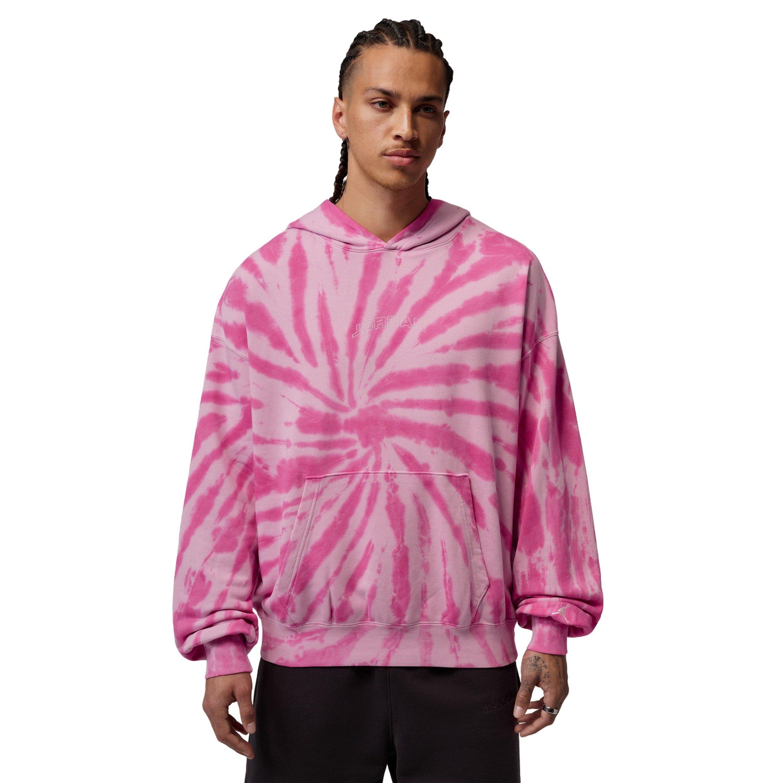 Jordan Men's Brooklyn Fleece Tie-Dye Sweatshirt Festival Hoodie - PINK Thumbnail View 1
