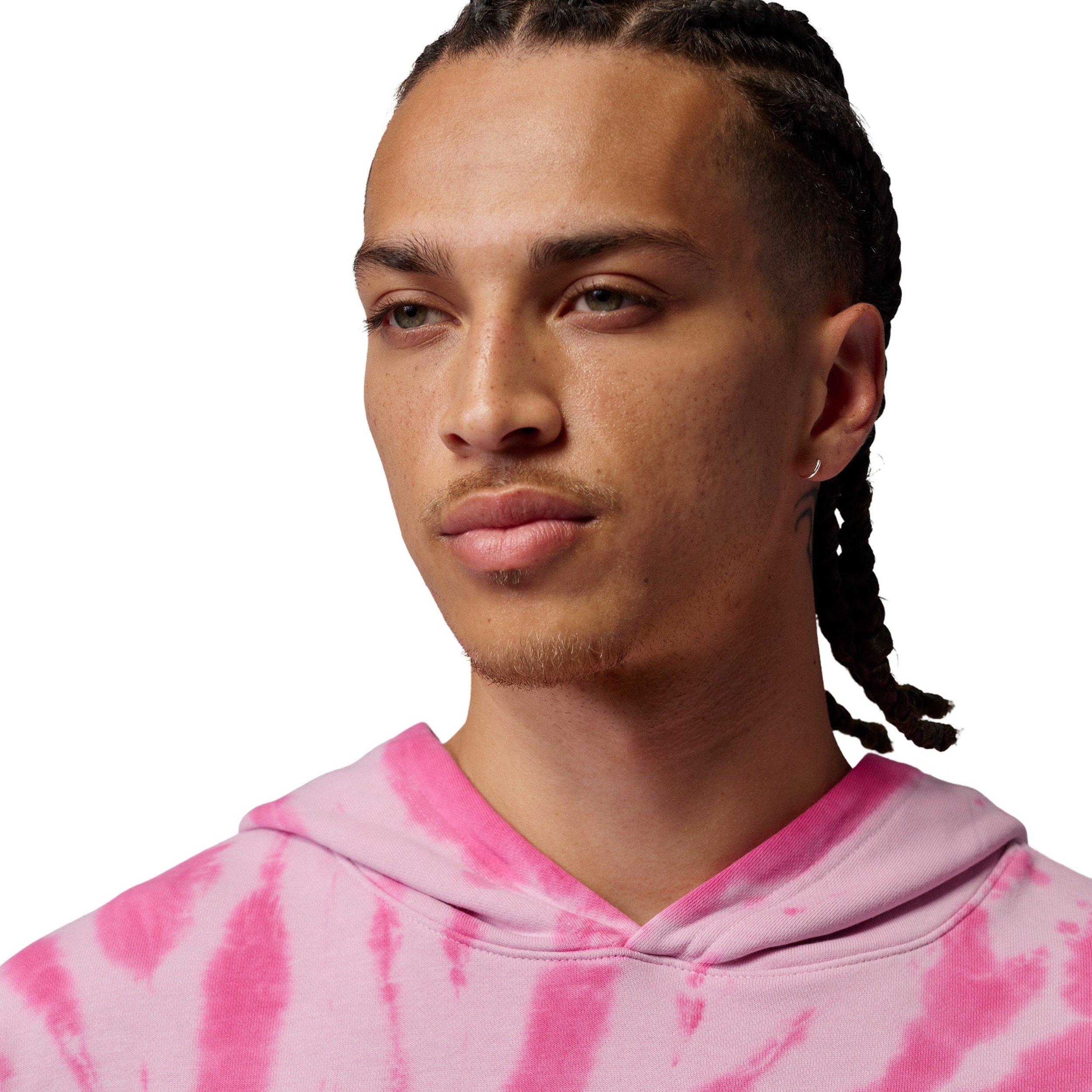 Jordan Men's Brooklyn Fleece Tie-Dye Sweatshirt Festival Hoodie - PINK Thumbnail View 3
