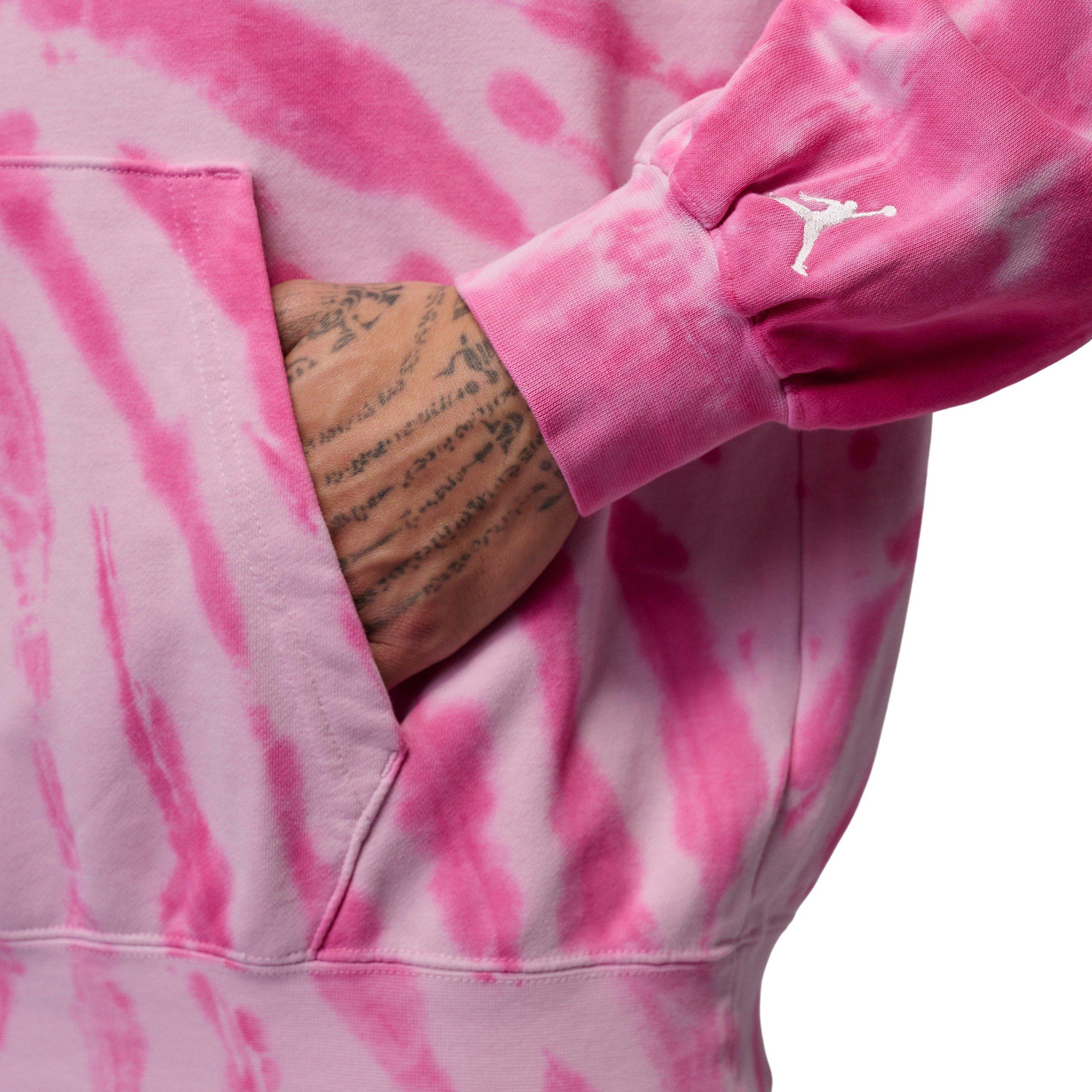Jordan Men's Brooklyn Fleece Tie-Dye Sweatshirt Festival Hoodie - PINK Thumbnail View 5