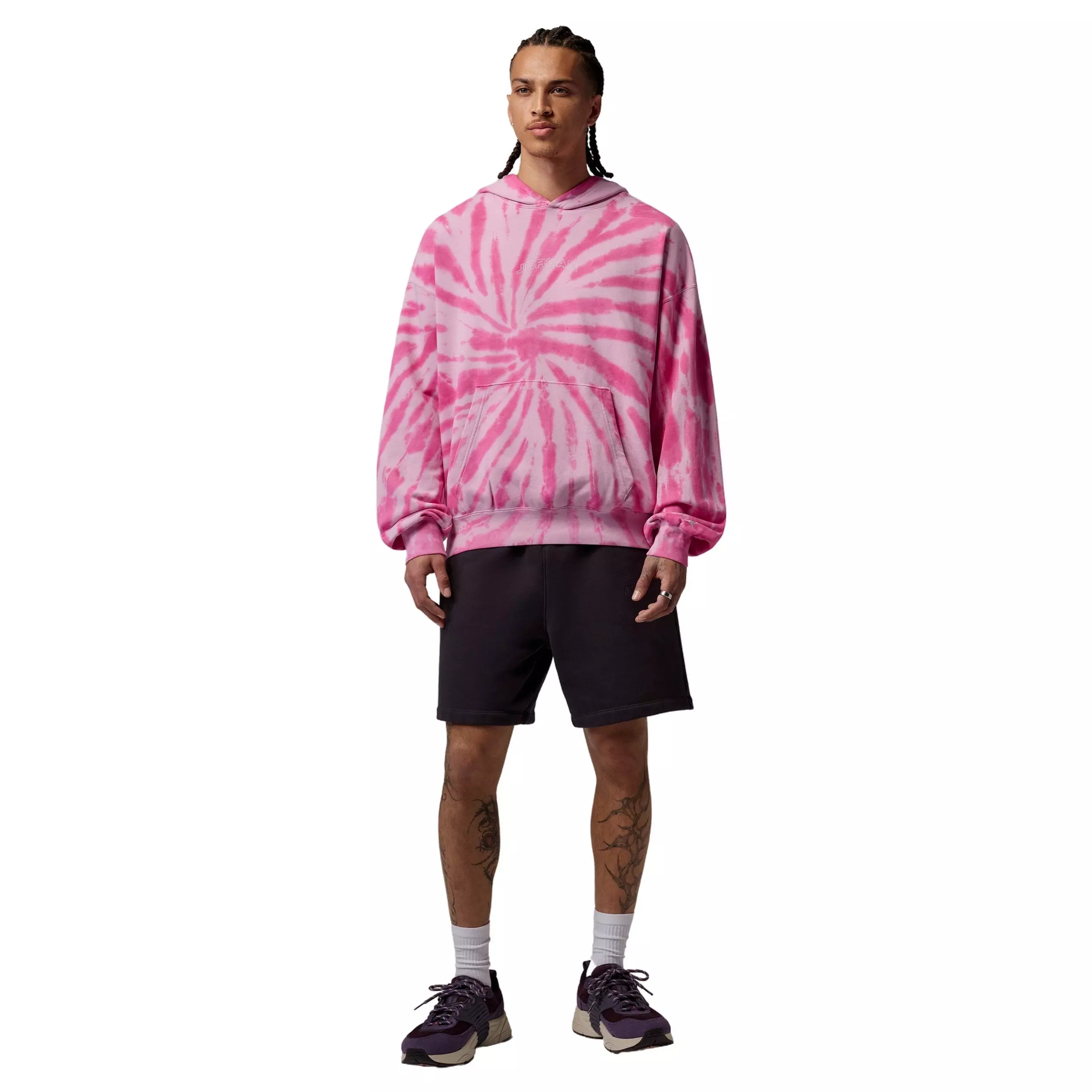 Jordan Men's Brooklyn Fleece Tie-Dye Sweatshirt Festival Hoodie - PINK