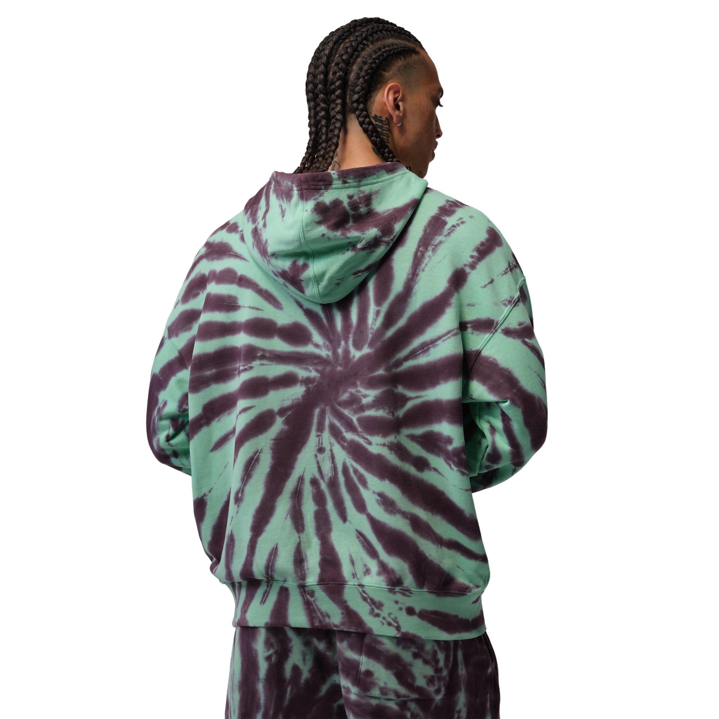 Jordan Men's Brooklyn Fleece Tie-Dye Sweatshirt Festival Hoodie - GREEN Thumbnail View 2