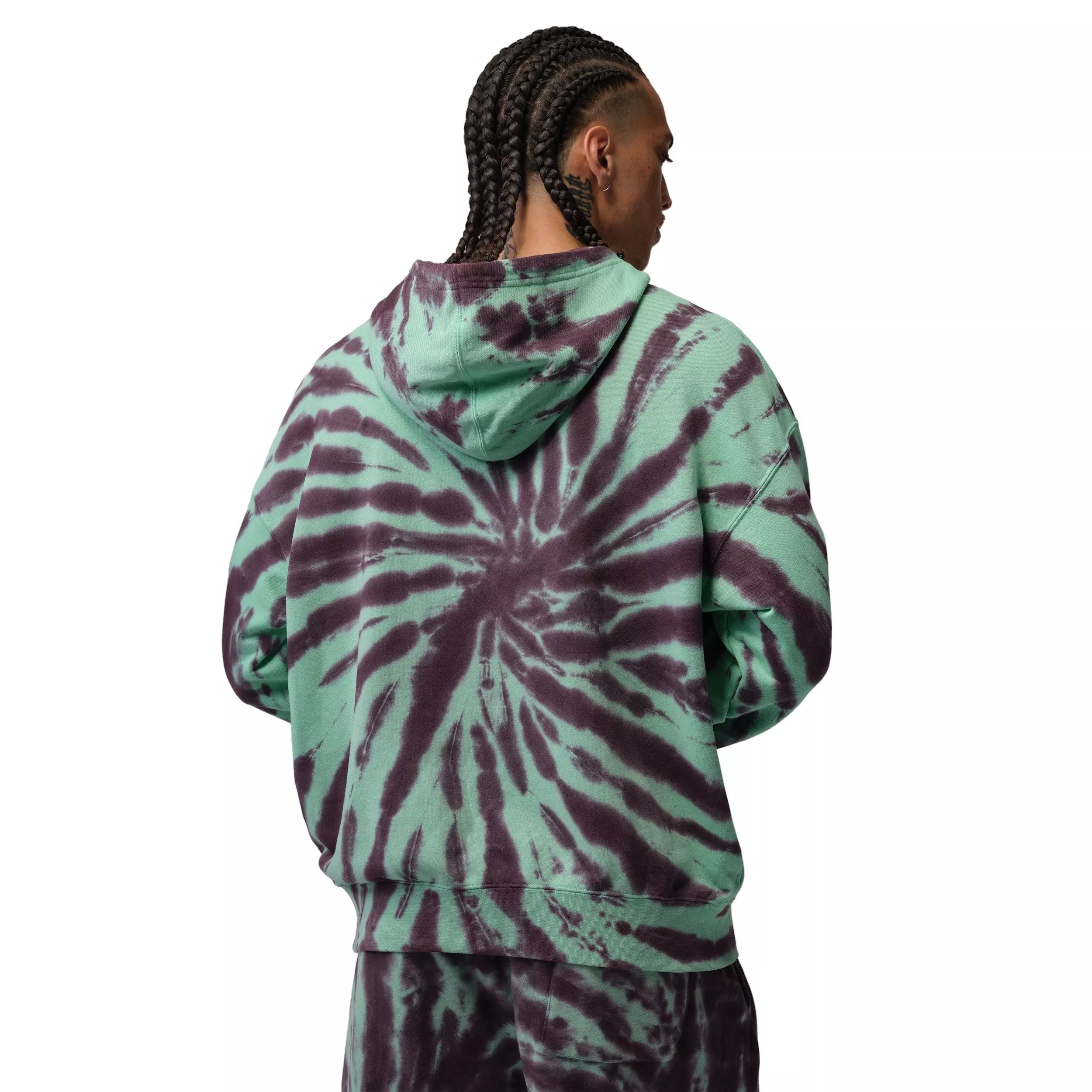 Jordan Men's Brooklyn Fleece Tie-Dye Sweatshirt Festival Hoodie - GREEN
