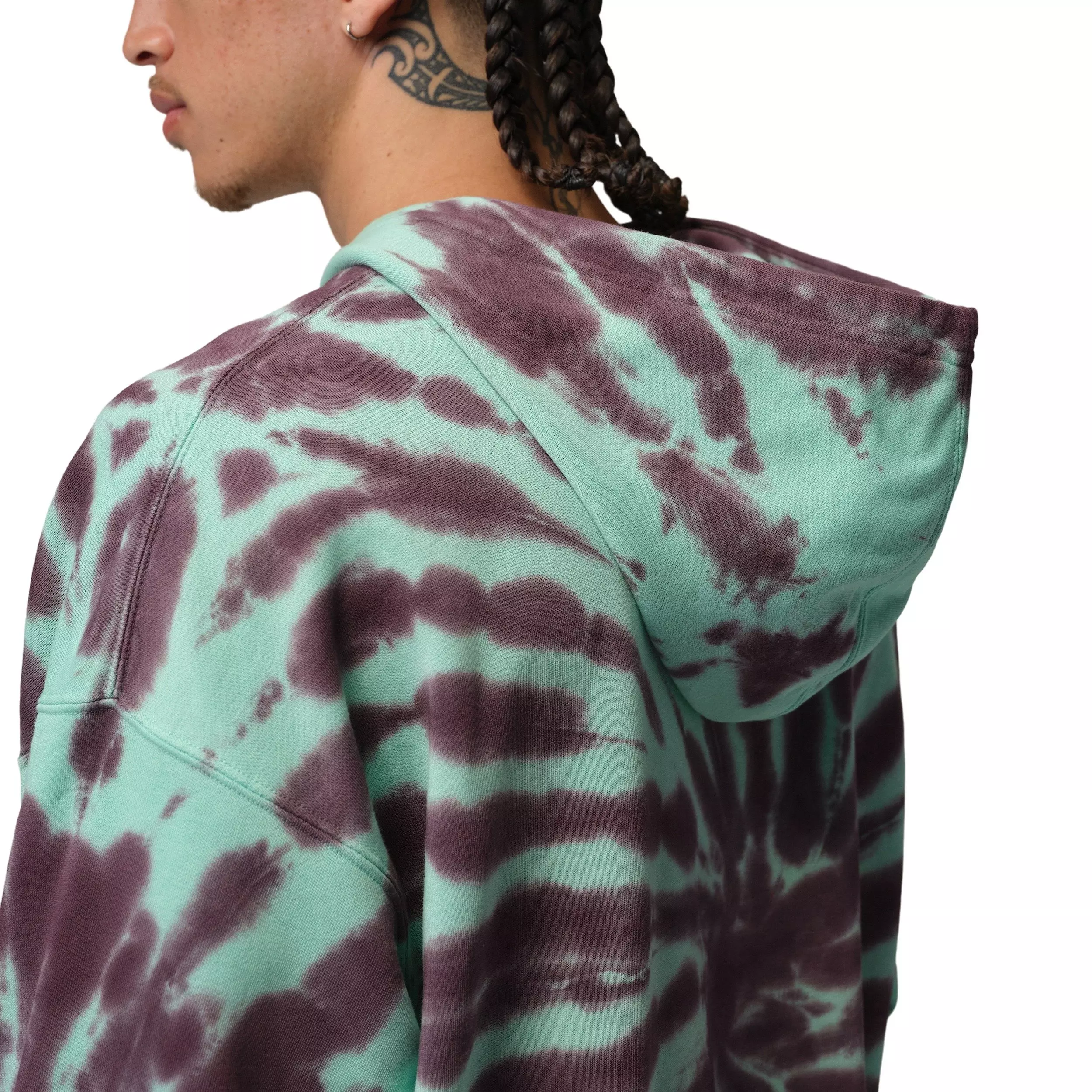 Jordan Men's Brooklyn Fleece Tie-Dye Sweatshirt Festival Hoodie - GREEN