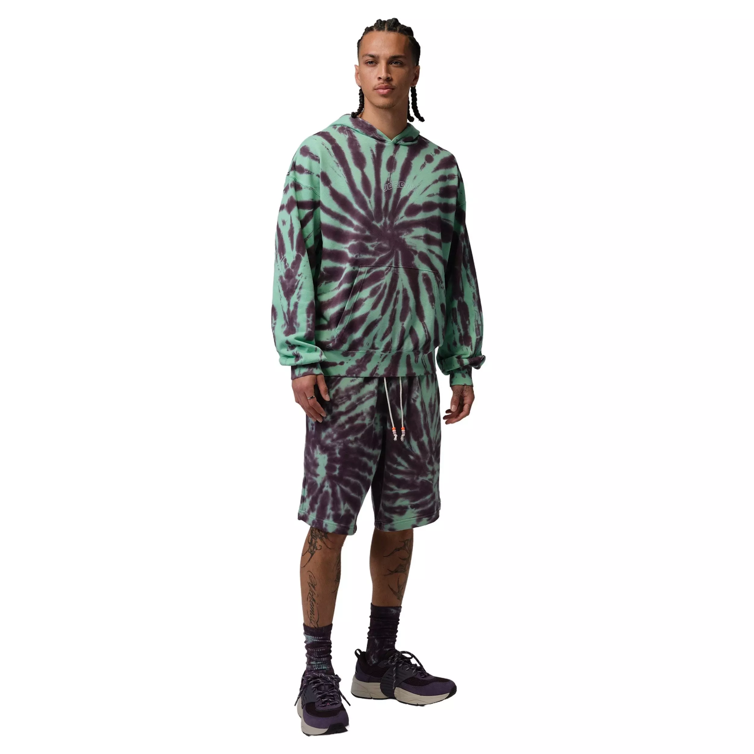 Jordan Men's Brooklyn Fleece Tie-Dye Sweatshirt Festival Hoodie - GREEN