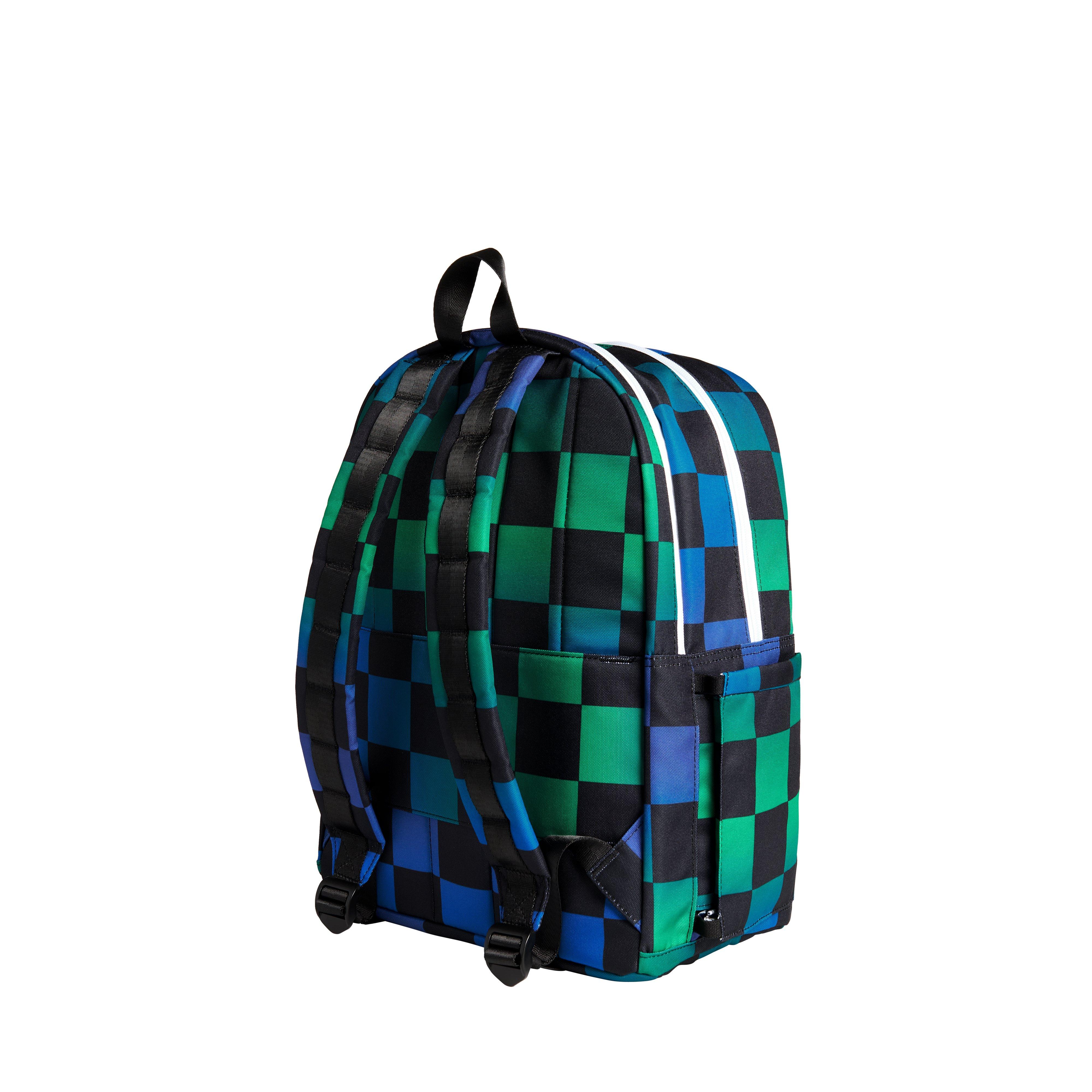 STATE Bags Kane Double Pocket Backpack - Blue Checkerboard - BLUE CHECKERBOARD