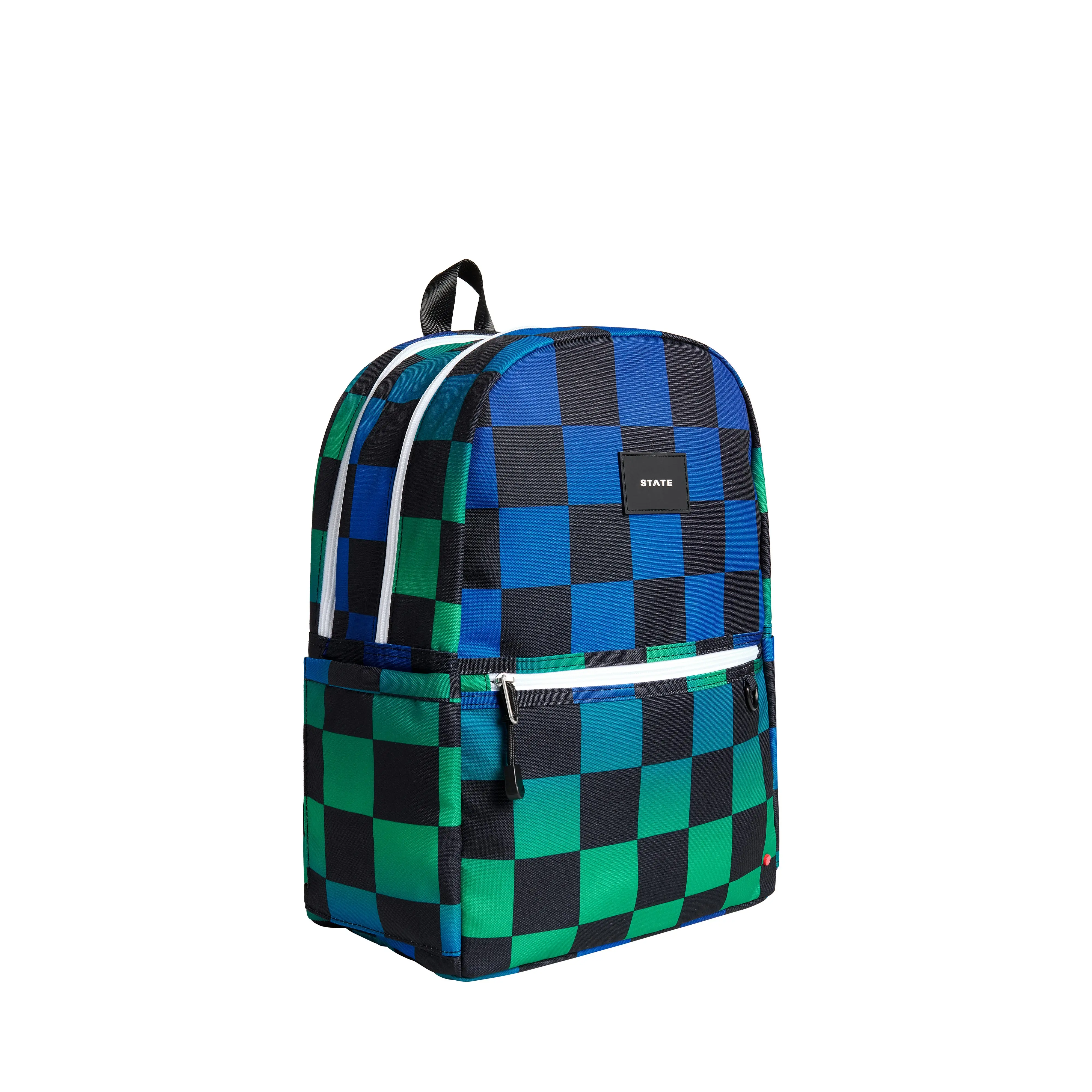 STATE Bags Kane Double Pocket Backpack - Blue Checkerboard - BLUE CHECKERBOARD