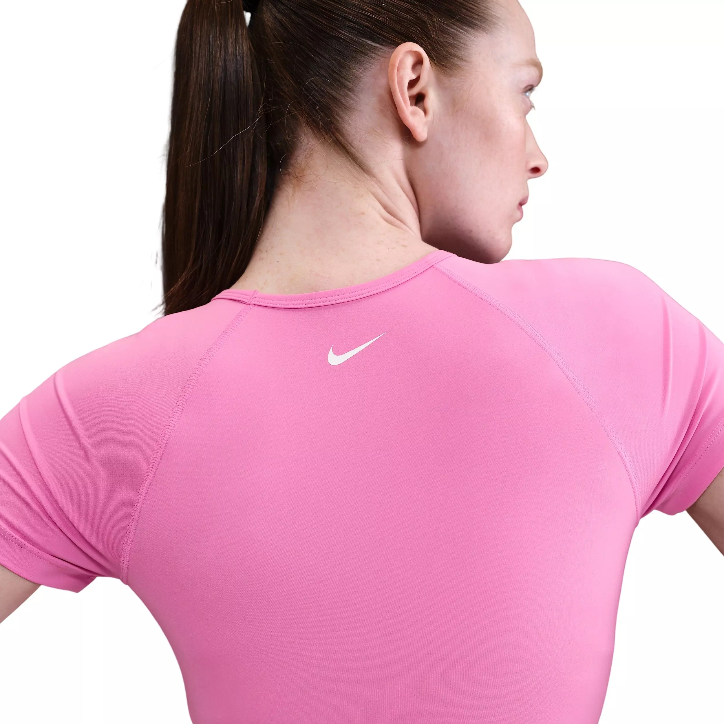 Nike Women's Pro Dri-FIT Short-Sleeve Cropped Top - Pink - PINK