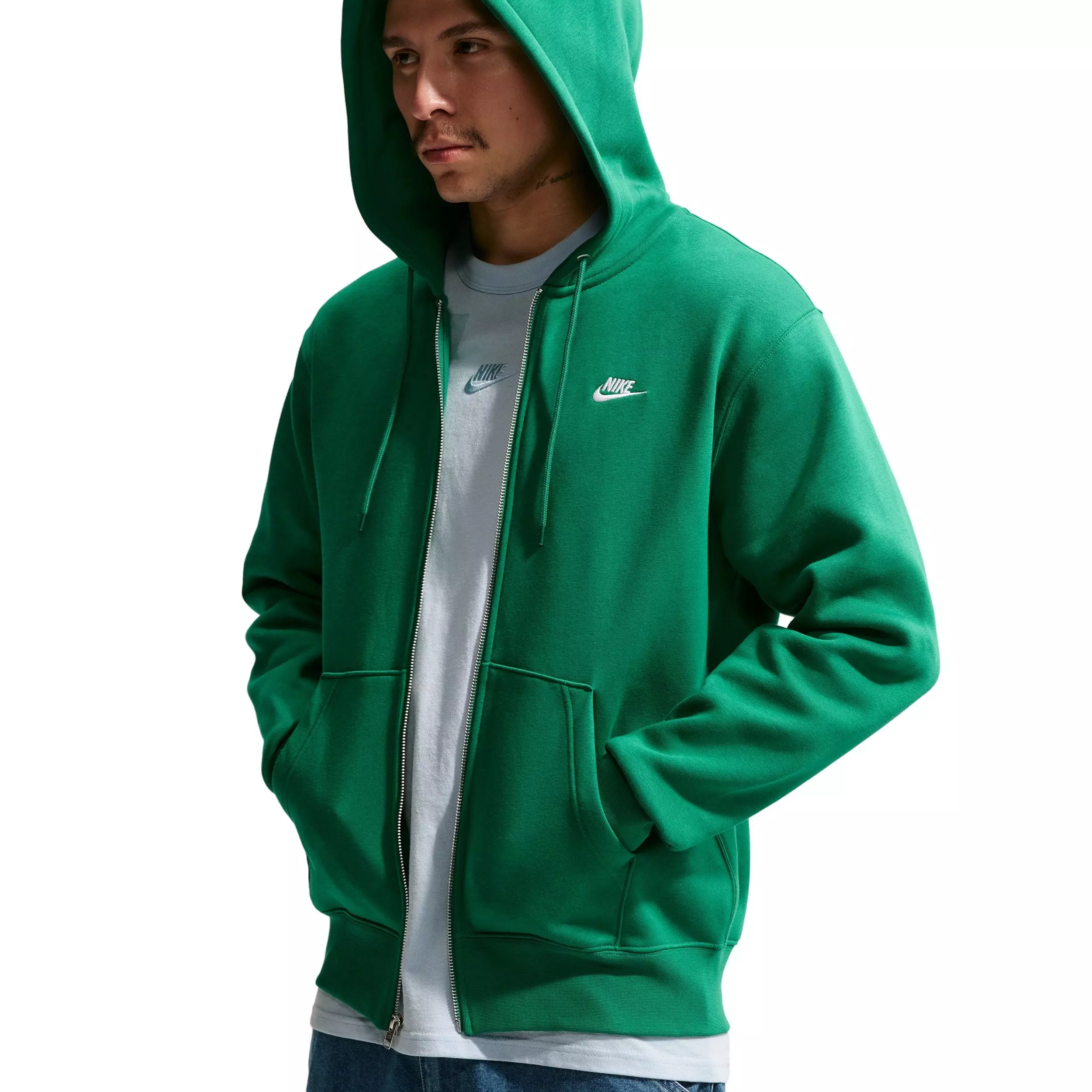 Nike Men's Club Full-Zip Fleece Jacket - GREEN