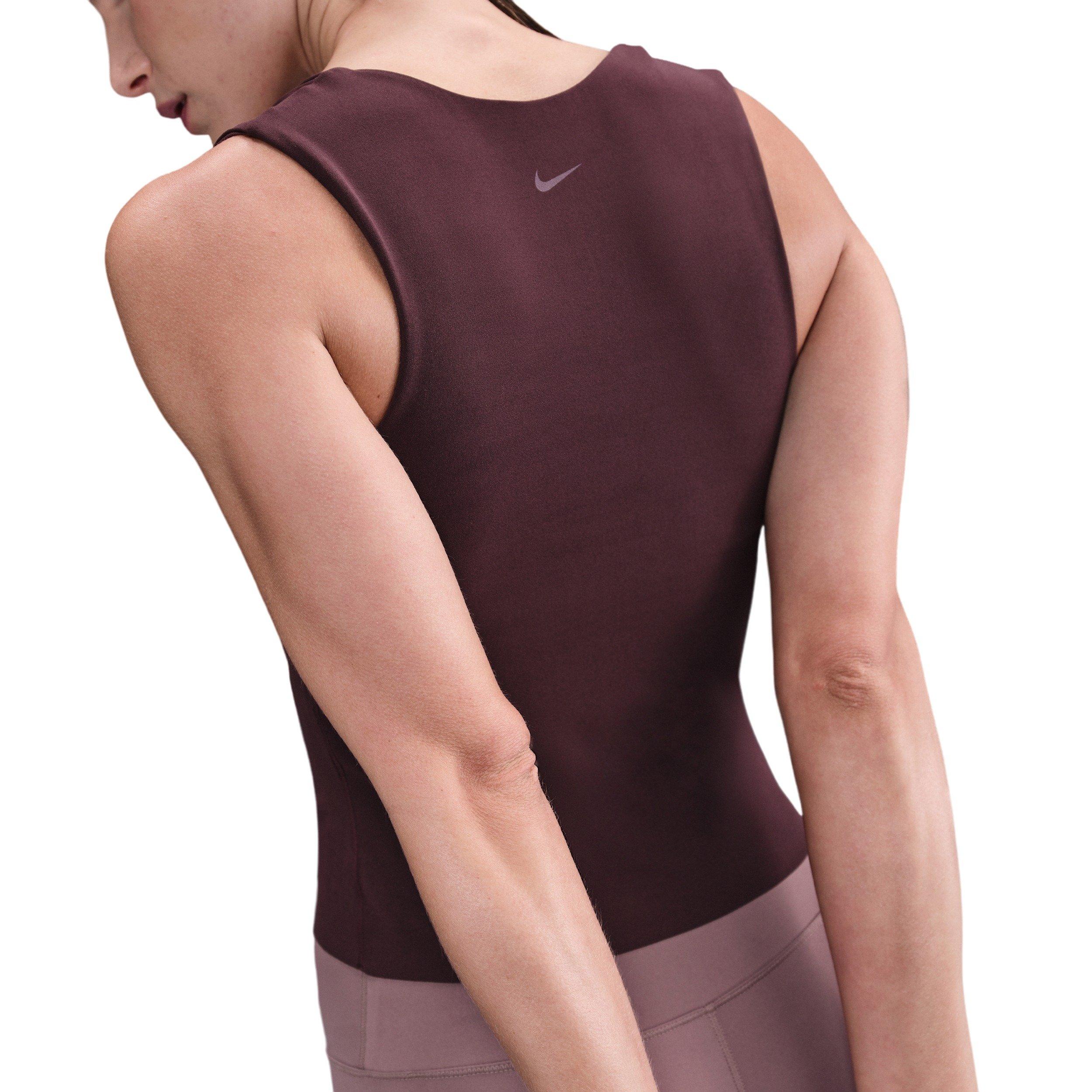 Nike Women's Zenvy Dri-FIT Tank Top -Burgundy - BURGUNDY Thumbnail View 2
