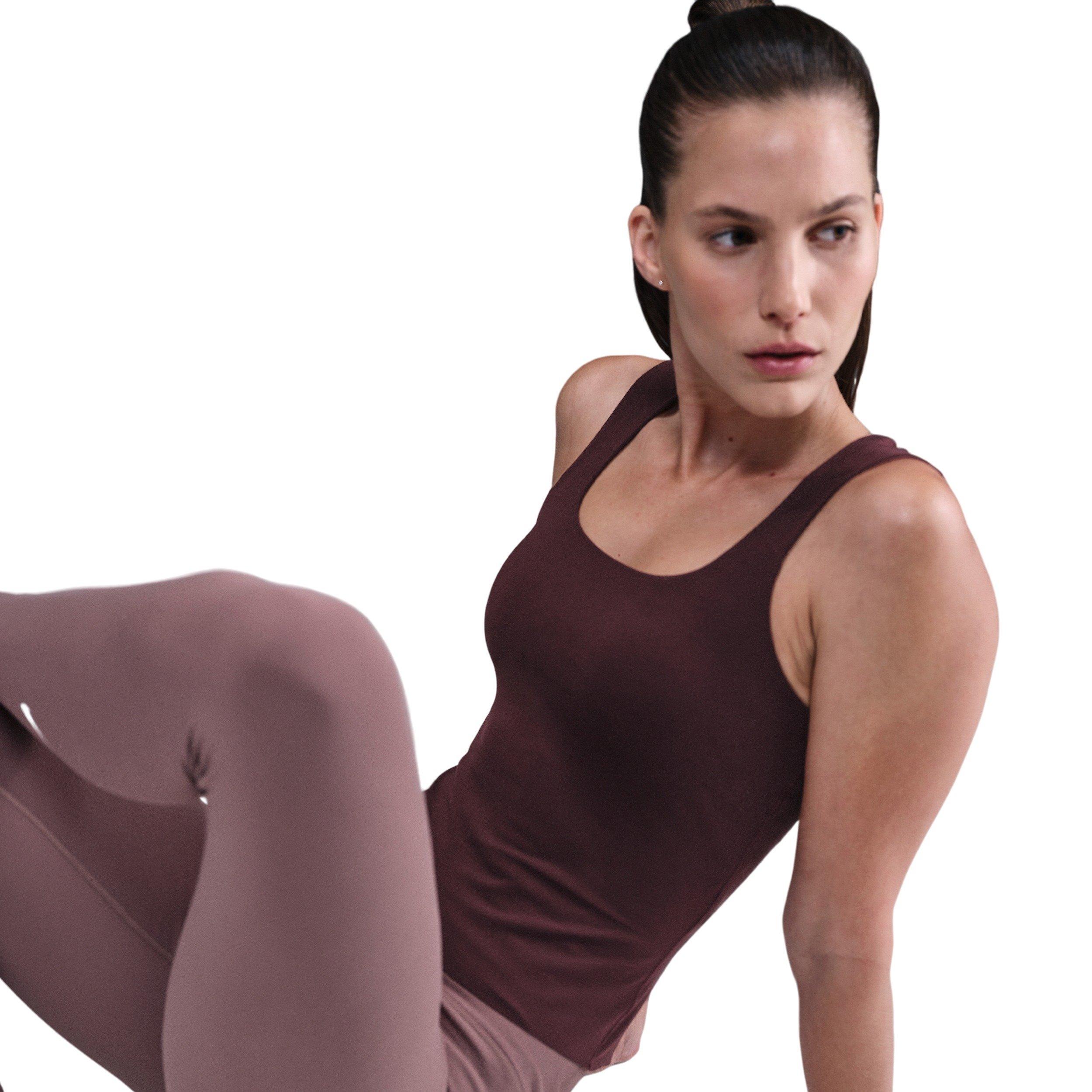 Nike Women's Zenvy Dri-FIT Tank Top -Burgundy - BURGUNDY Thumbnail View 3