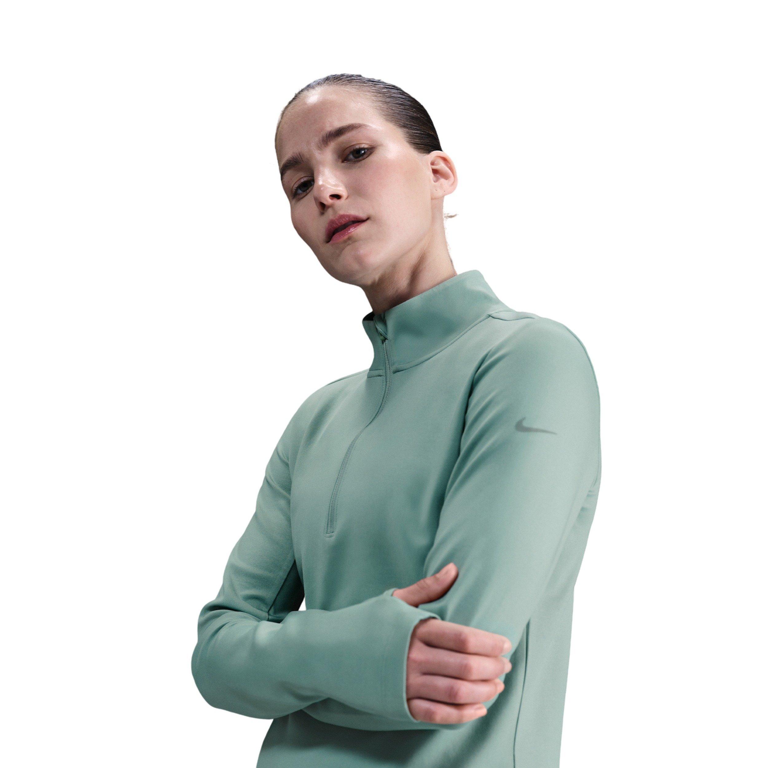 Nike Women's One Long Sleeve 1/2-Zip Midlayer Top -Green - GREEN Thumbnail View 1