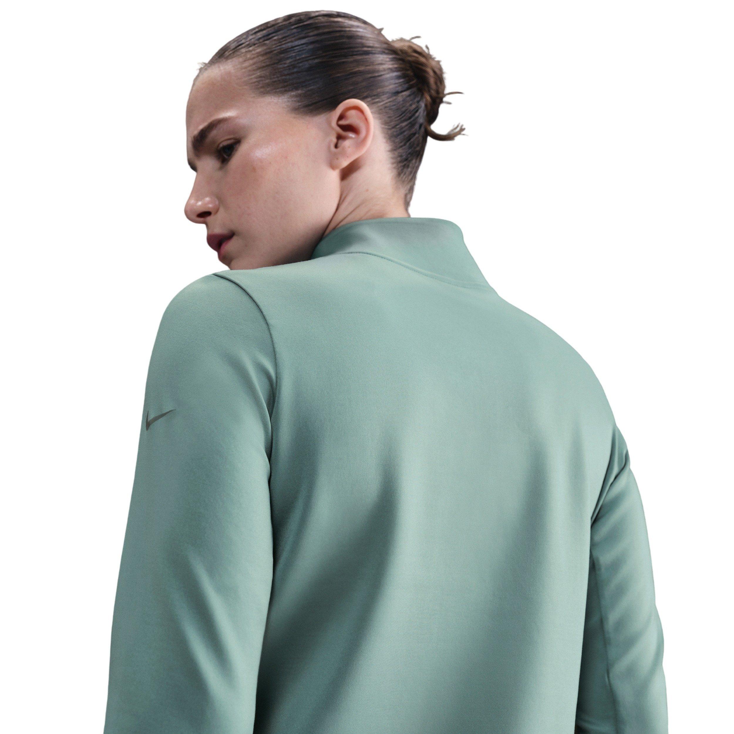 Nike Women's One Long Sleeve 1/2-Zip Midlayer Top -Green - GREEN Thumbnail View 2