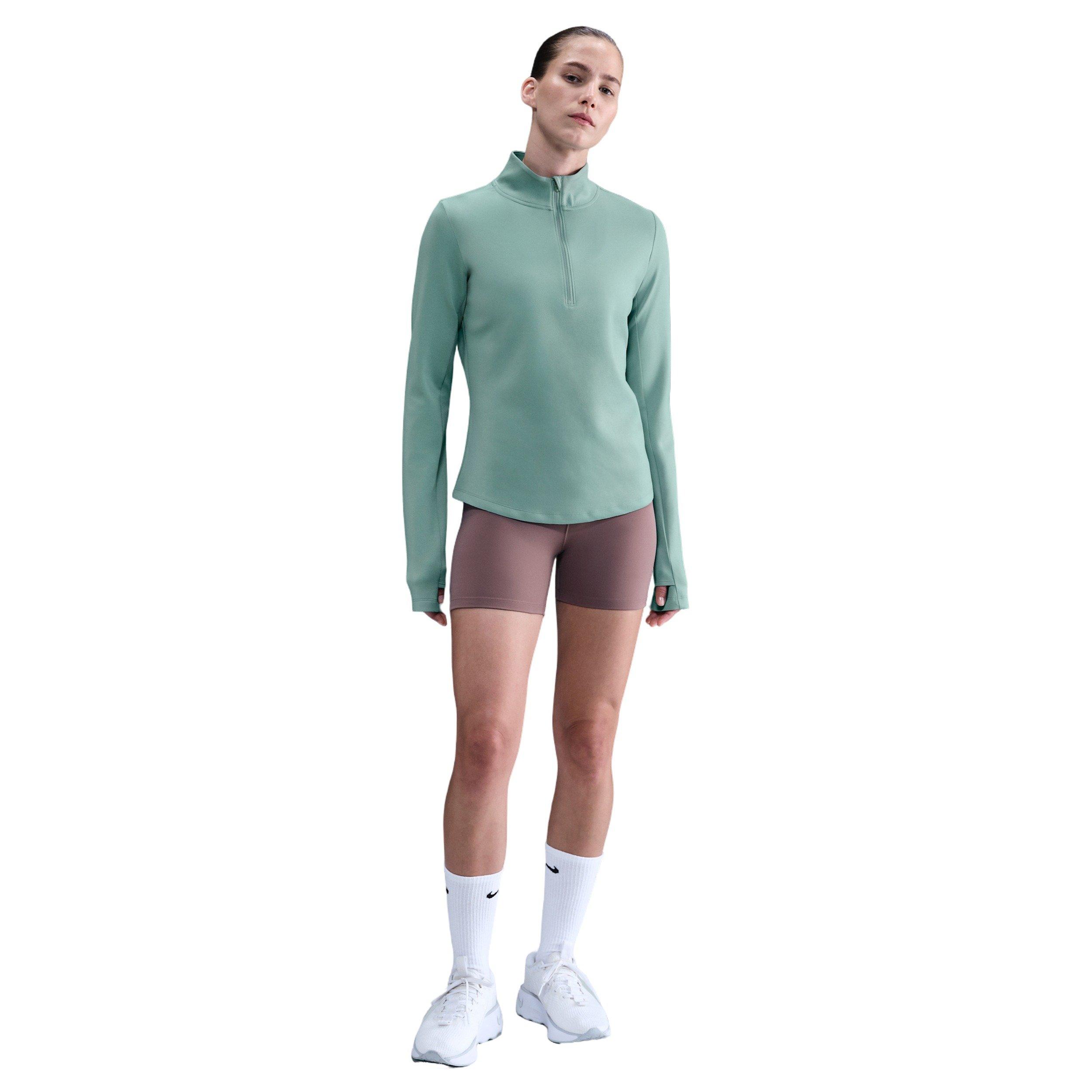 Nike Women's One Long Sleeve 1/2-Zip Midlayer Top -Green - GREEN Thumbnail View 4