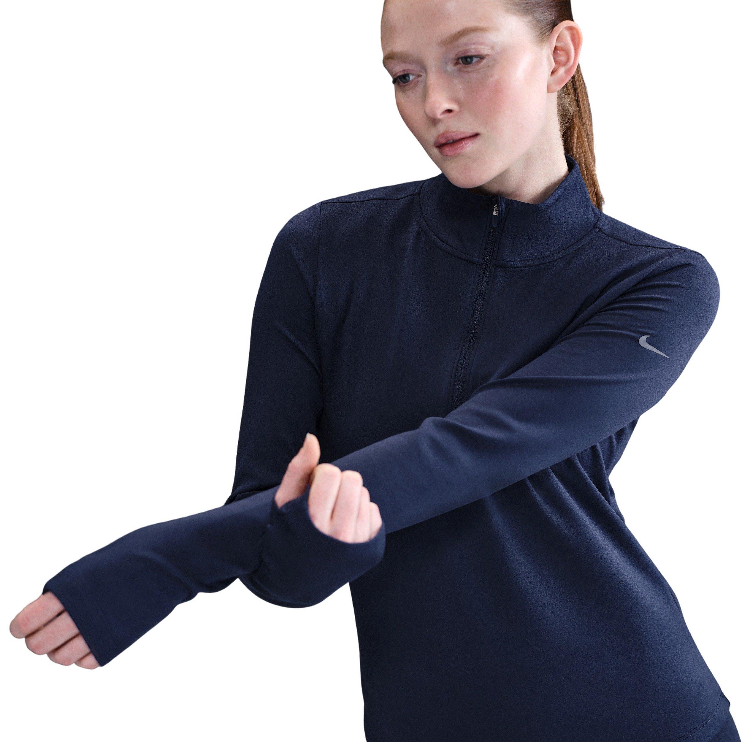 Nike Women's One Long Sleeve 1/2-Zip Midlayer Top -Navy - BLUE Thumbnail View 1