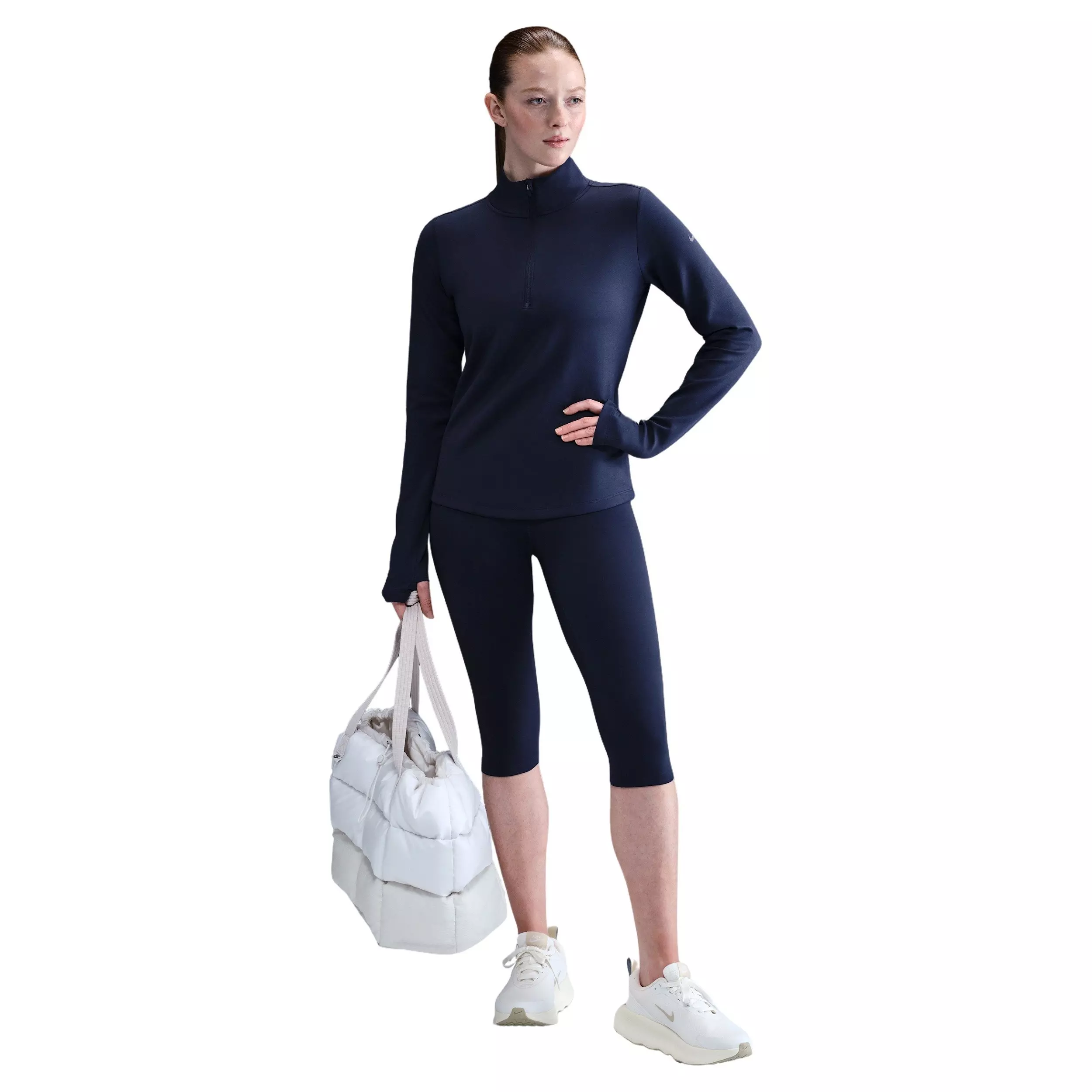 Nike Women's One Long Sleeve 1/2-Zip Midlayer Top - Navy - BLUE