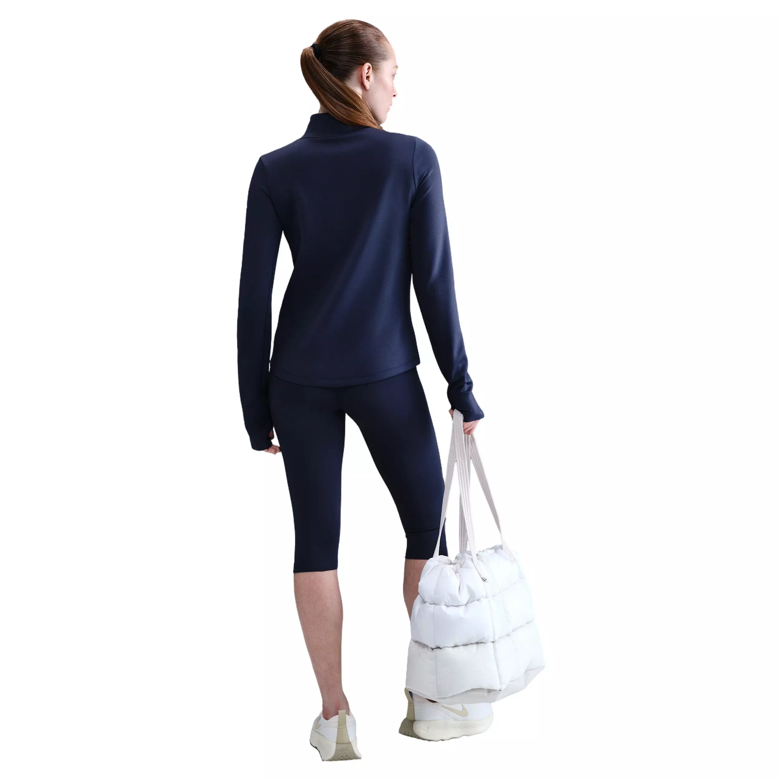 Nike Women's One Long Sleeve 1/2-Zip Midlayer Top -Navy - BLUE