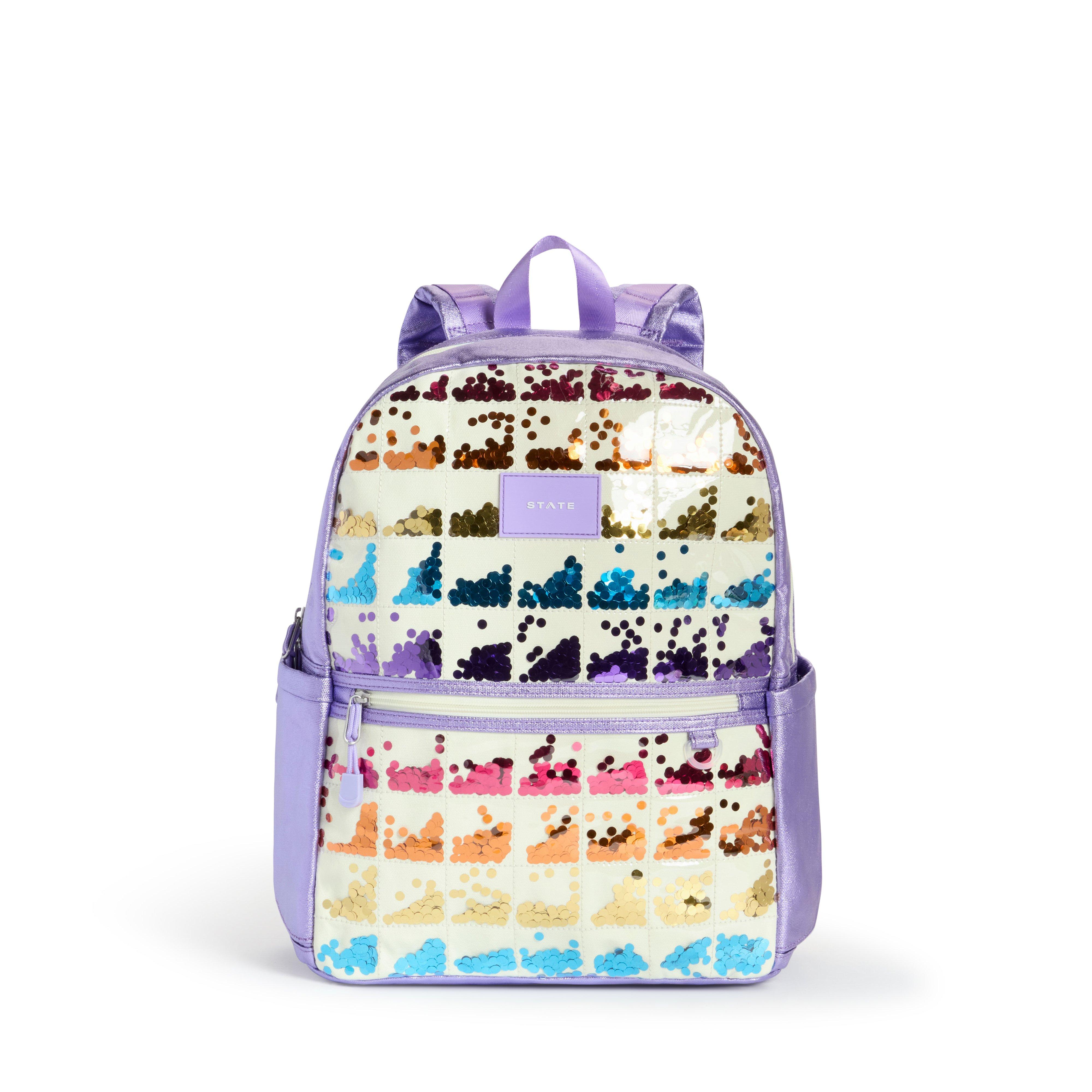 STATE Bags Kane Double Pocket Backpack - Lilac Quilted Sequins - LILAC QUILTED SEQUINS