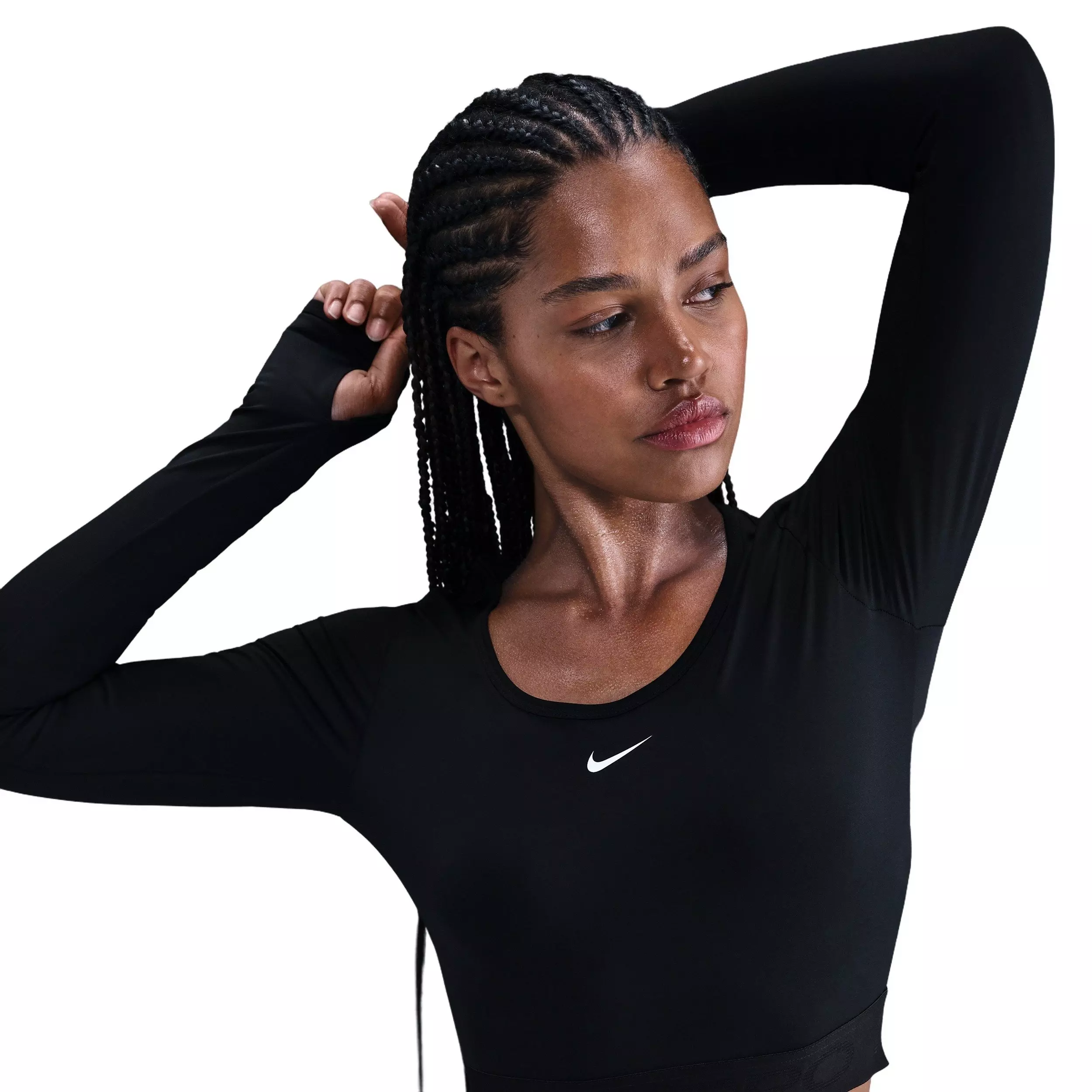 Nike Women's Pro Dri-FIT Cropped Long-Sleeve Top - Black - BLACK