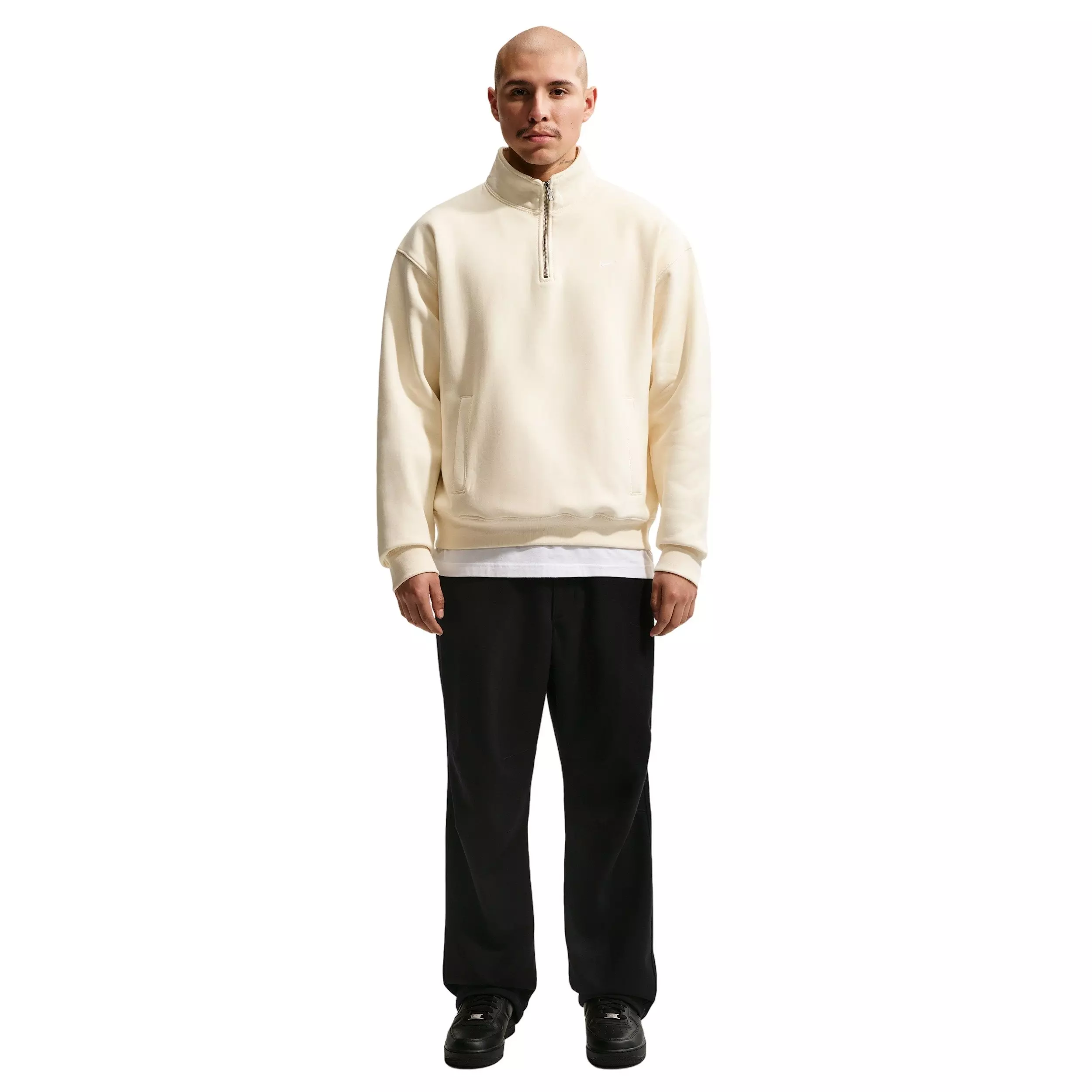Nike Men's Solo Swoosh Fleece Quarter-Zip Top - Coconut Milk - COCONUT MILK