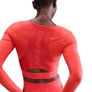 Nike Women's Pro Dri-FIT Cropped Long-Sleeve Top -Red