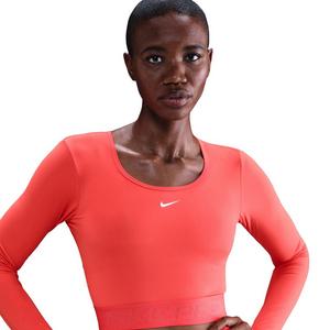 Nike Women's Pro Dri-FIT Cropped Long-Sleeve Top -Red