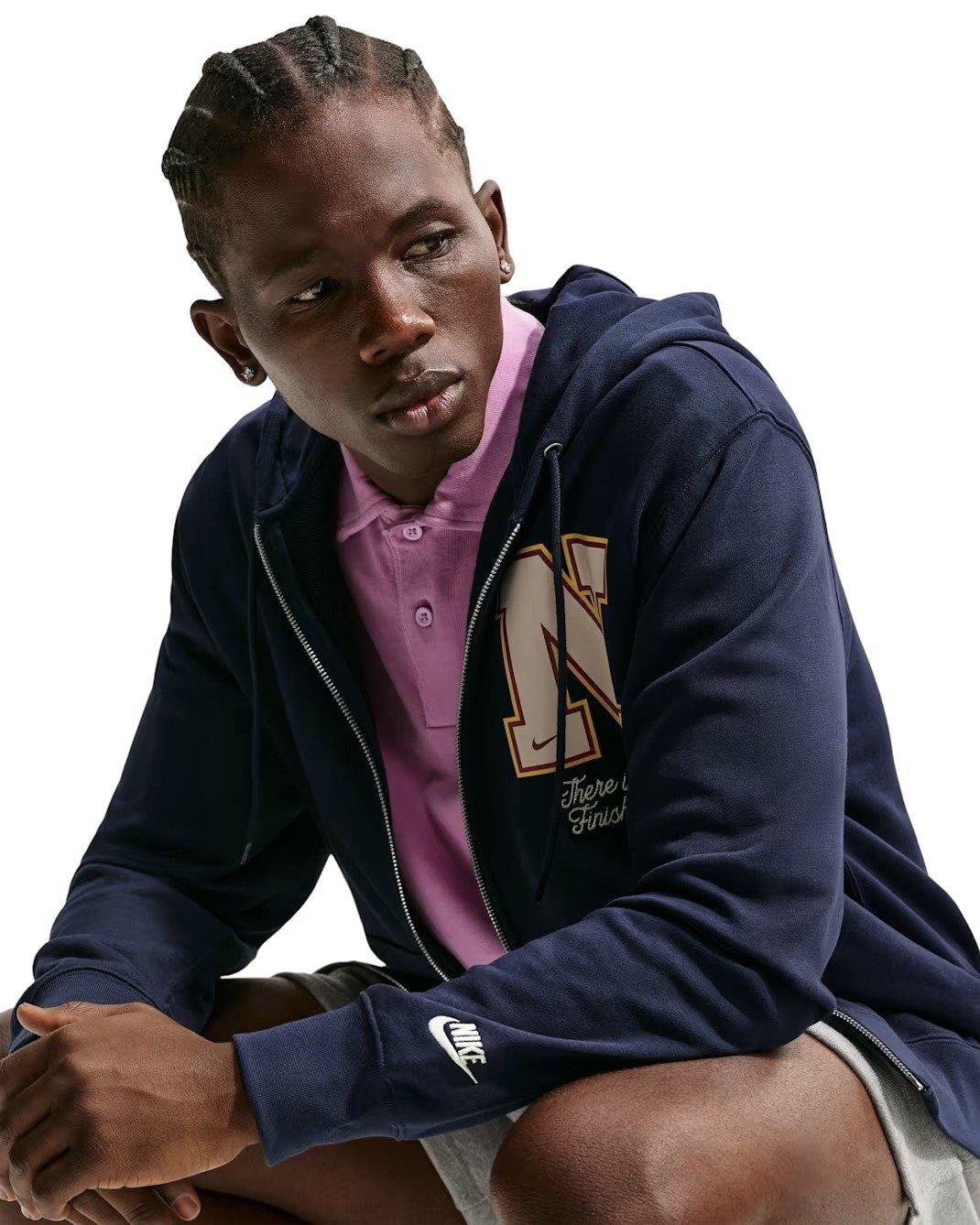 Nike Men's Sportswear Club French Terry Full-Zip Jacket - BLUE Thumbnail View 3