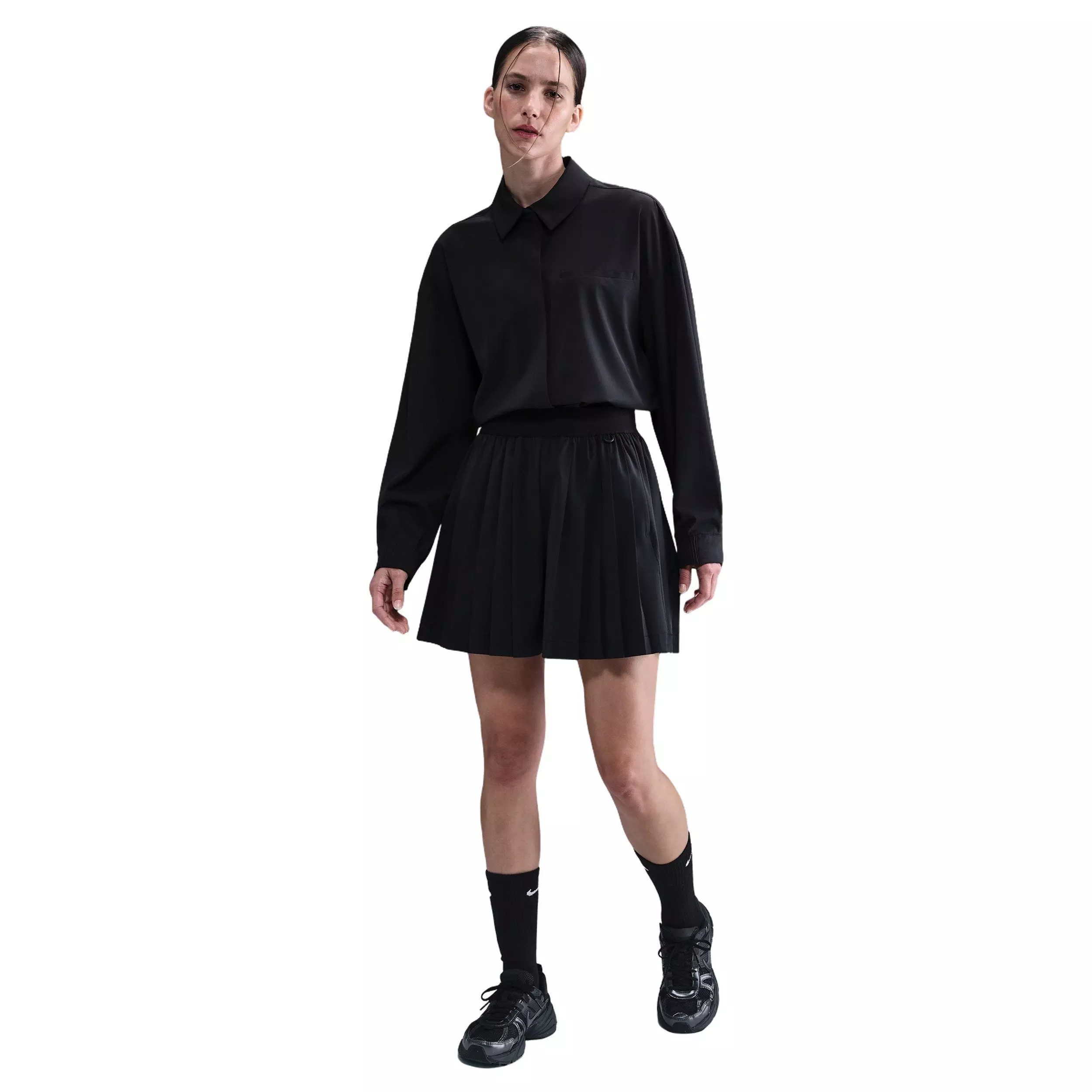 Nike Women's 24.7 PerfectStretch Dri-FIT High-Waisted Loose Pleated Skort -Black - BLACK