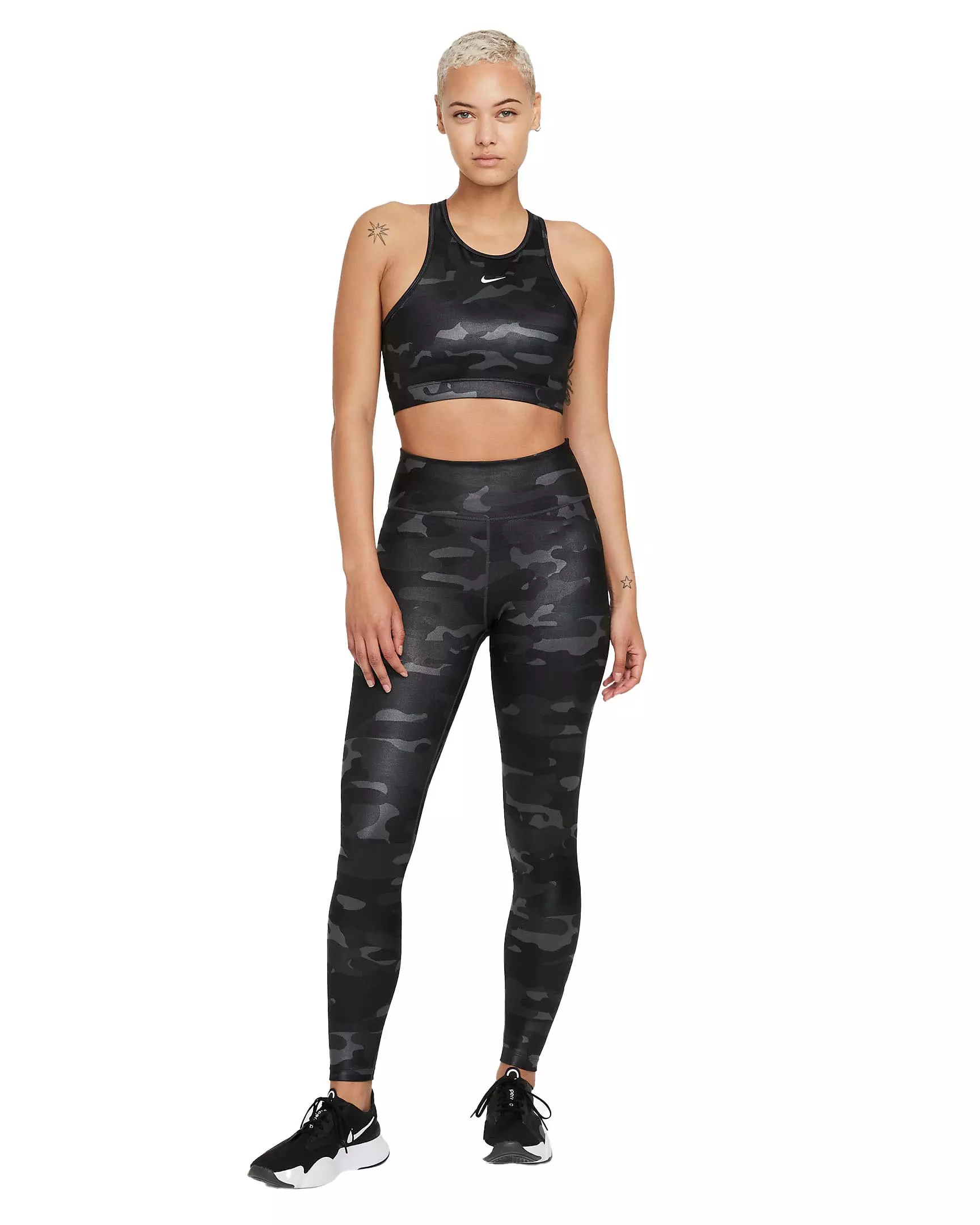 Nike Women's Mid-Rise Camo Dri-FIT One Leggings - GREY