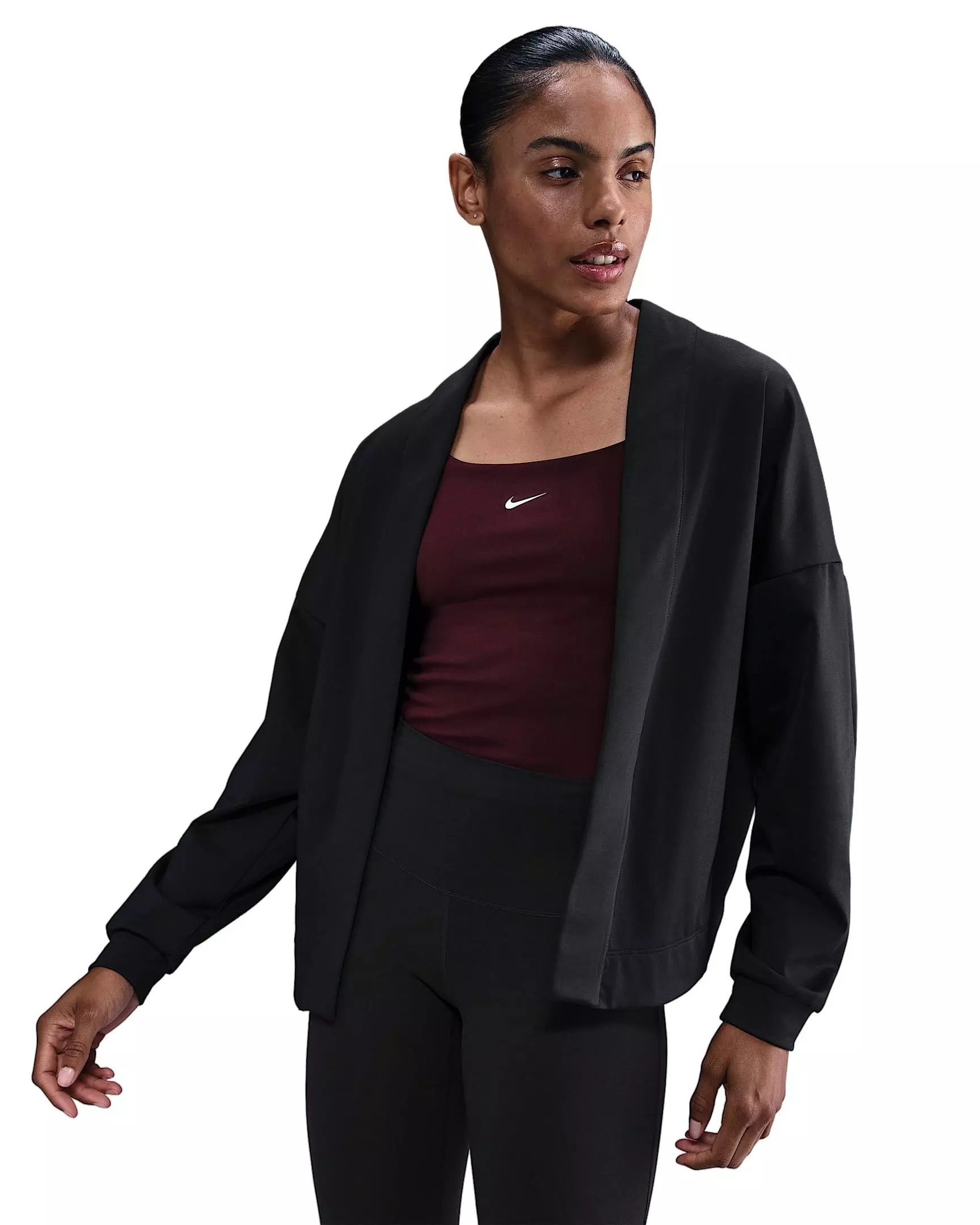Nike Women's Zenvy Dri-FIT Oversized Cardigan - Black - BLACK