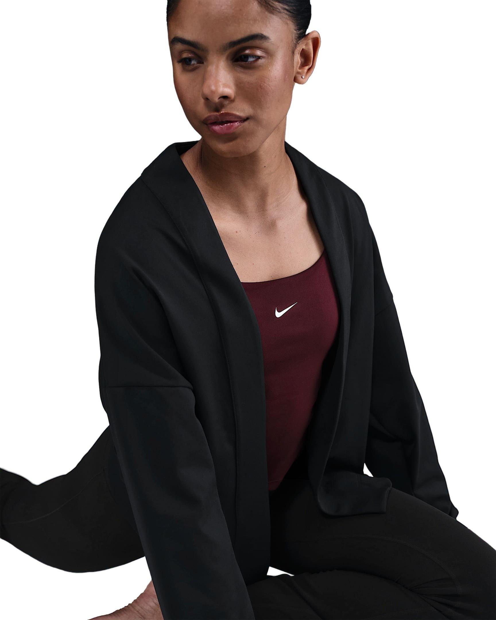 Nike Women's Zenvy Dri-FIT Oversized Cardigan - Black - BLACK Thumbnail View 3