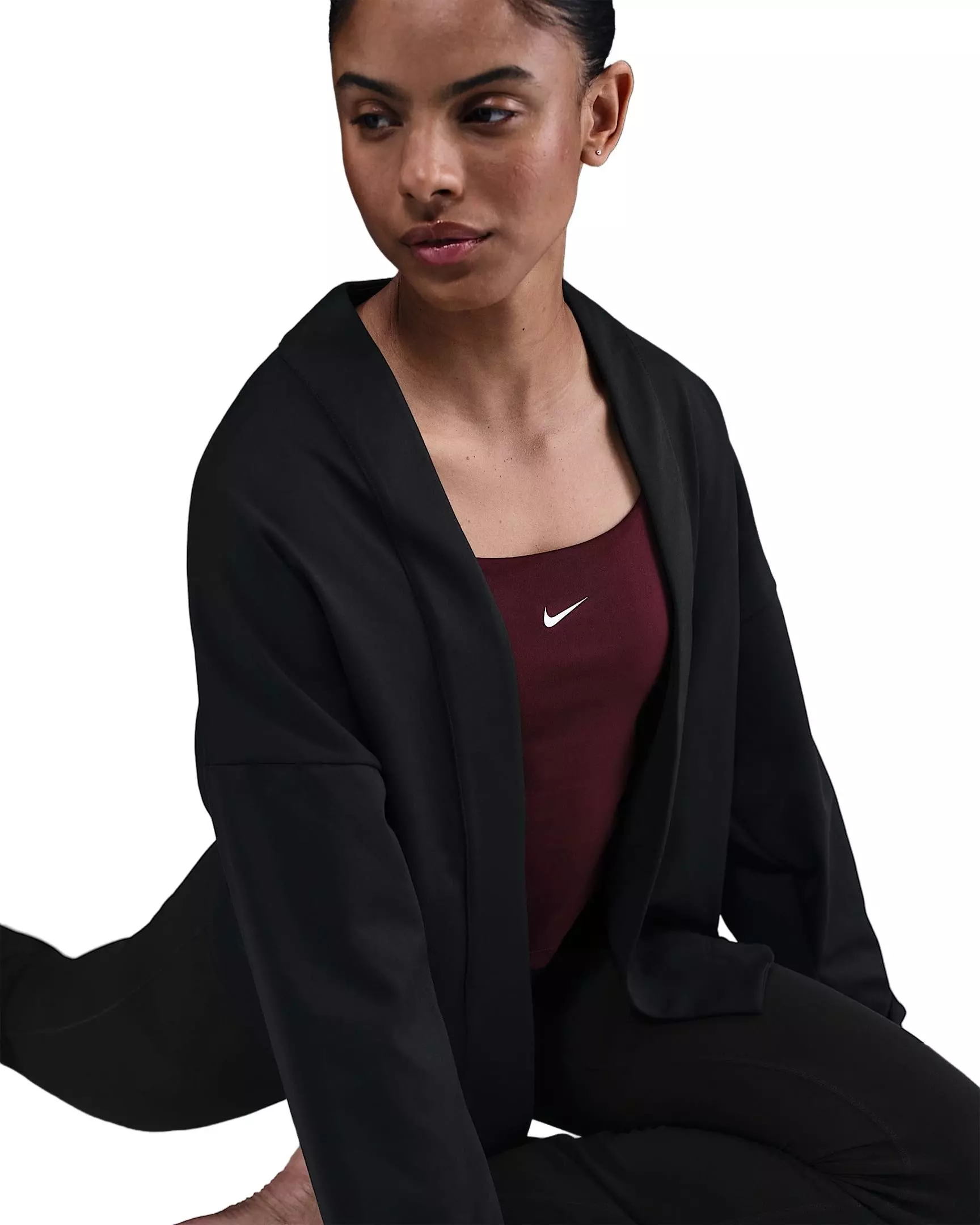 Nike Women's Zenvy Dri-FIT Oversized Cardigan - Black - BLACK