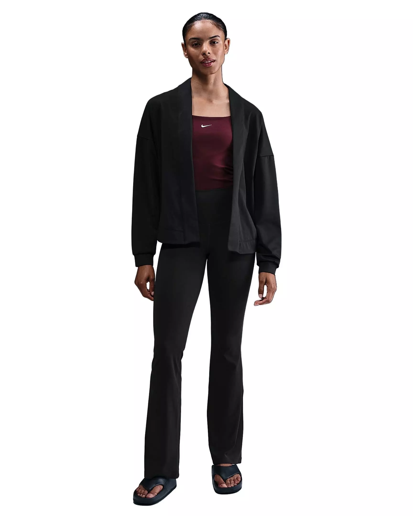 Nike Women's Zenvy Dri-FIT Oversized Cardigan - Black - BLACK