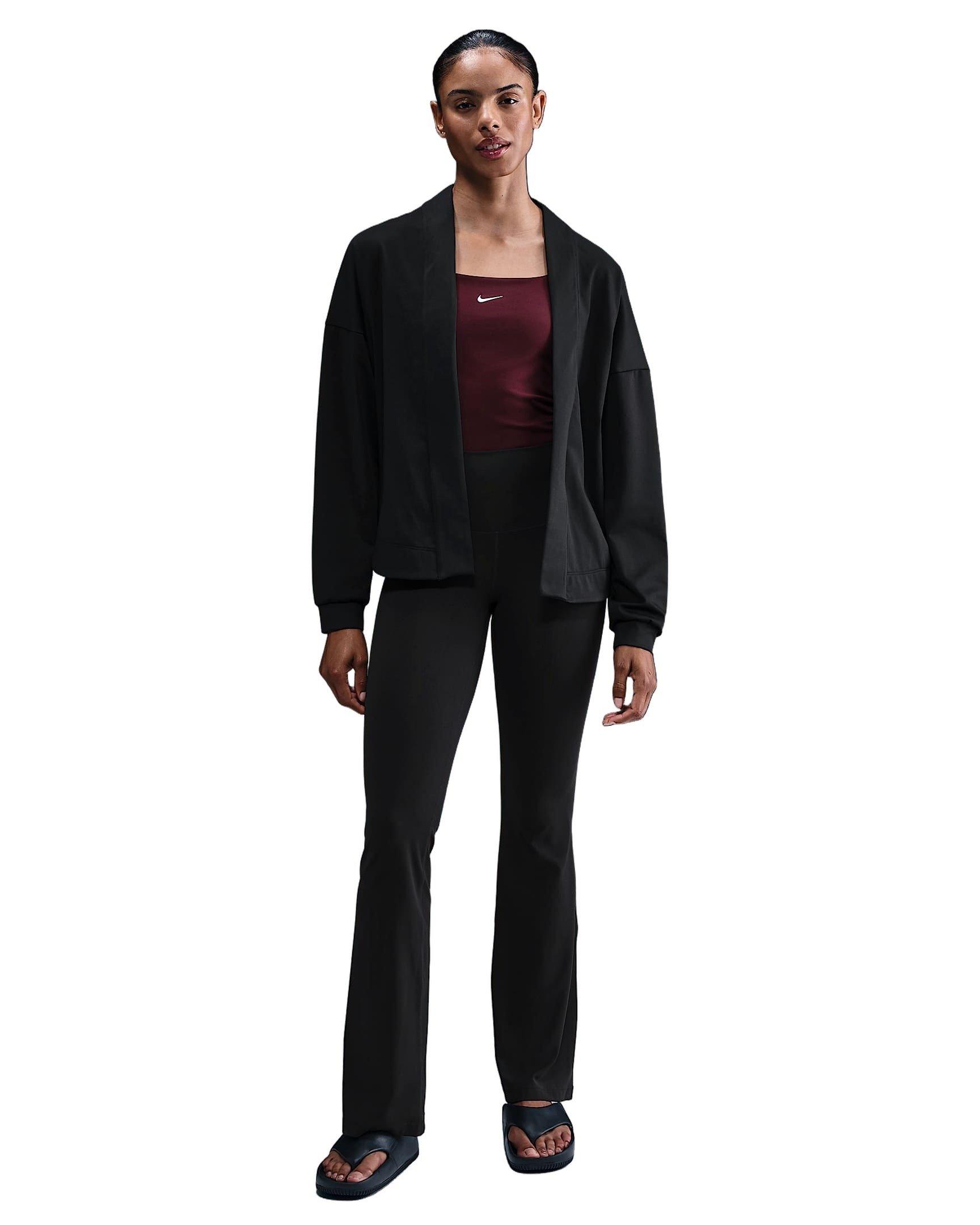 Nike Women's Zenvy Dri-FIT Oversized Cardigan -Black - BLACK Thumbnail View 4