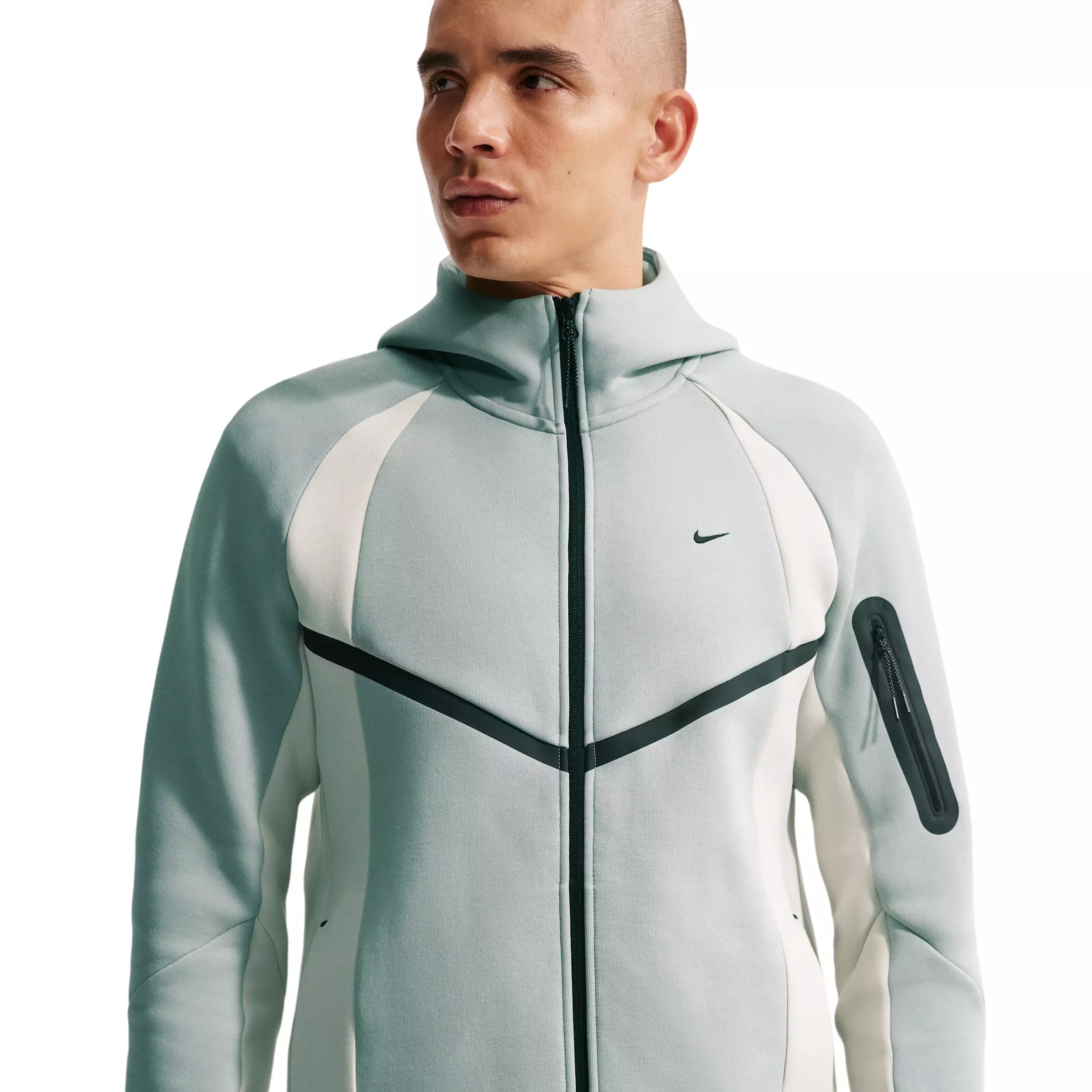 Nike Men's Tech Color-Block Full-Zip Fleece Windrunner Jacket - Lt Pumice/Bone - LT PUMICE/BONE