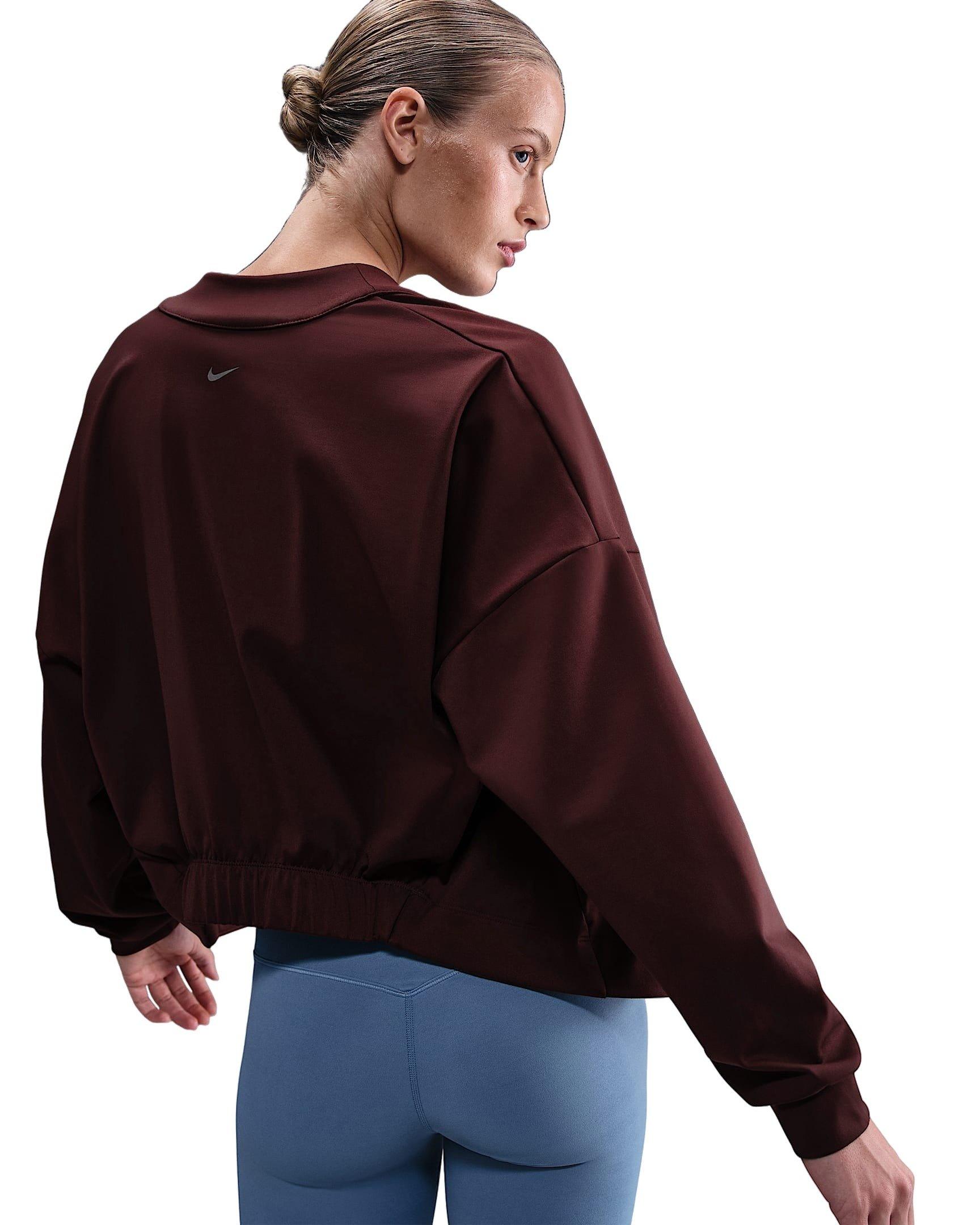 Nike Women's Zenvy Dri-FIT Oversized Cardigan - Burgundy - BURGUNDY Thumbnail View 2