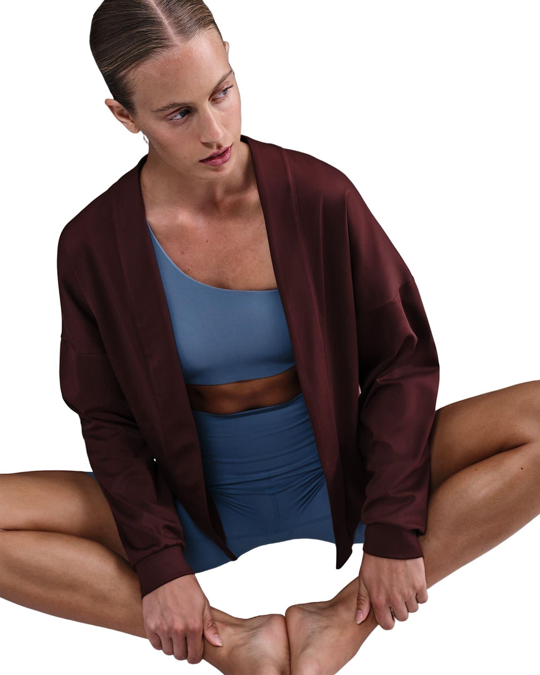 Nike Women's Zenvy Dri-FIT Oversized Cardigan - Burgundy - BURGUNDY Thumbnail View 3