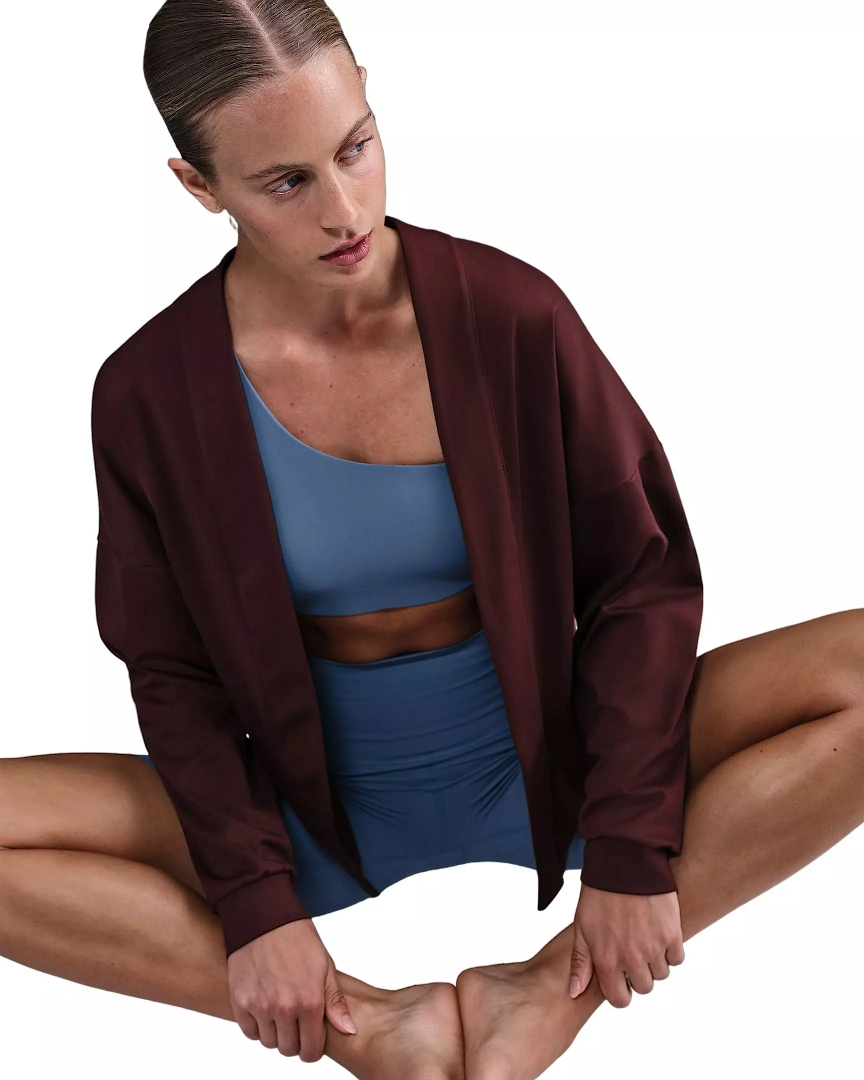 Nike Women's Zenvy Dri-FIT Oversized Cardigan - Burgundy - BURGUNDY