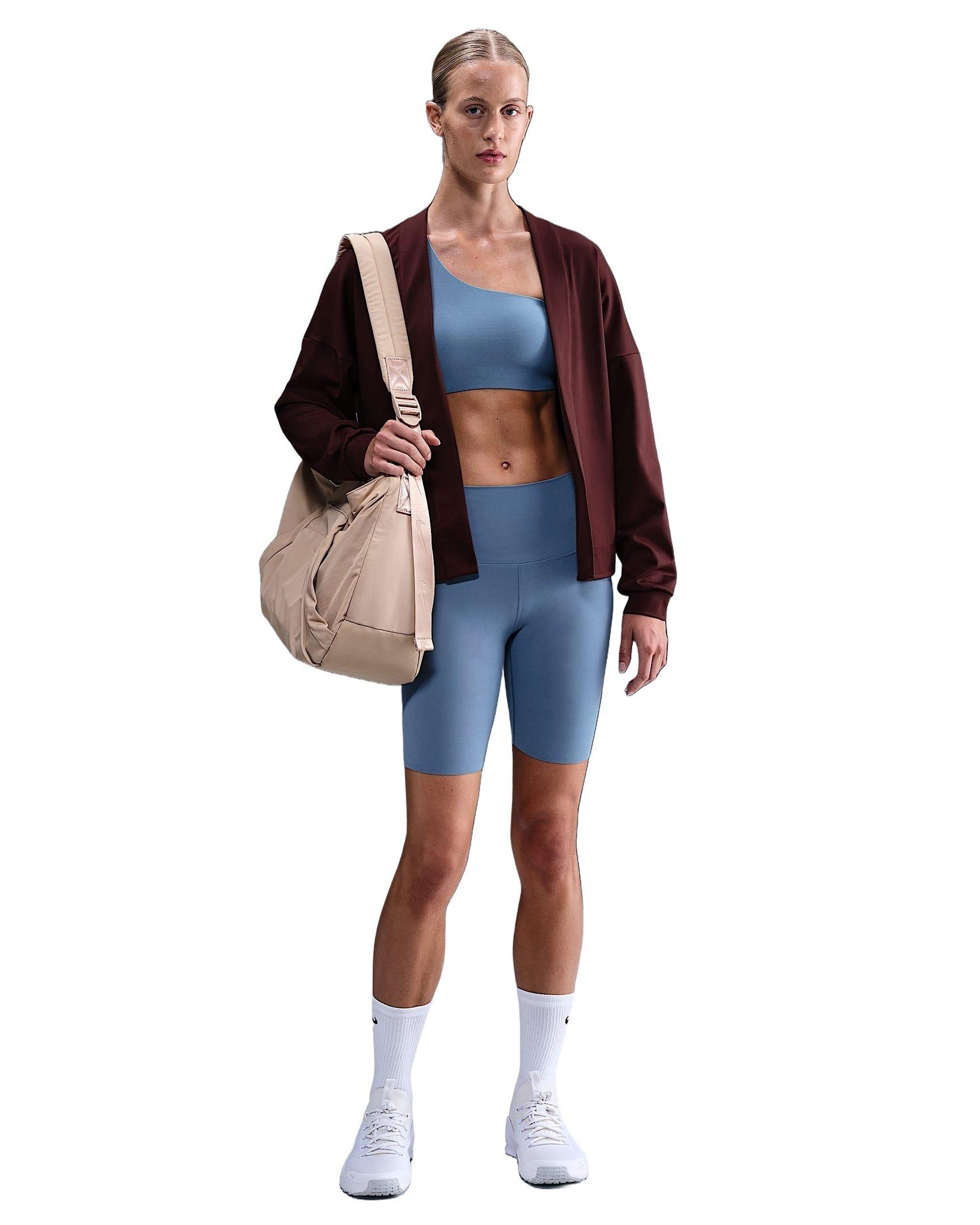 Nike Women's Zenvy Dri-FIT Oversized Cardigan -Burgundy - BURGUNDY Thumbnail View 4