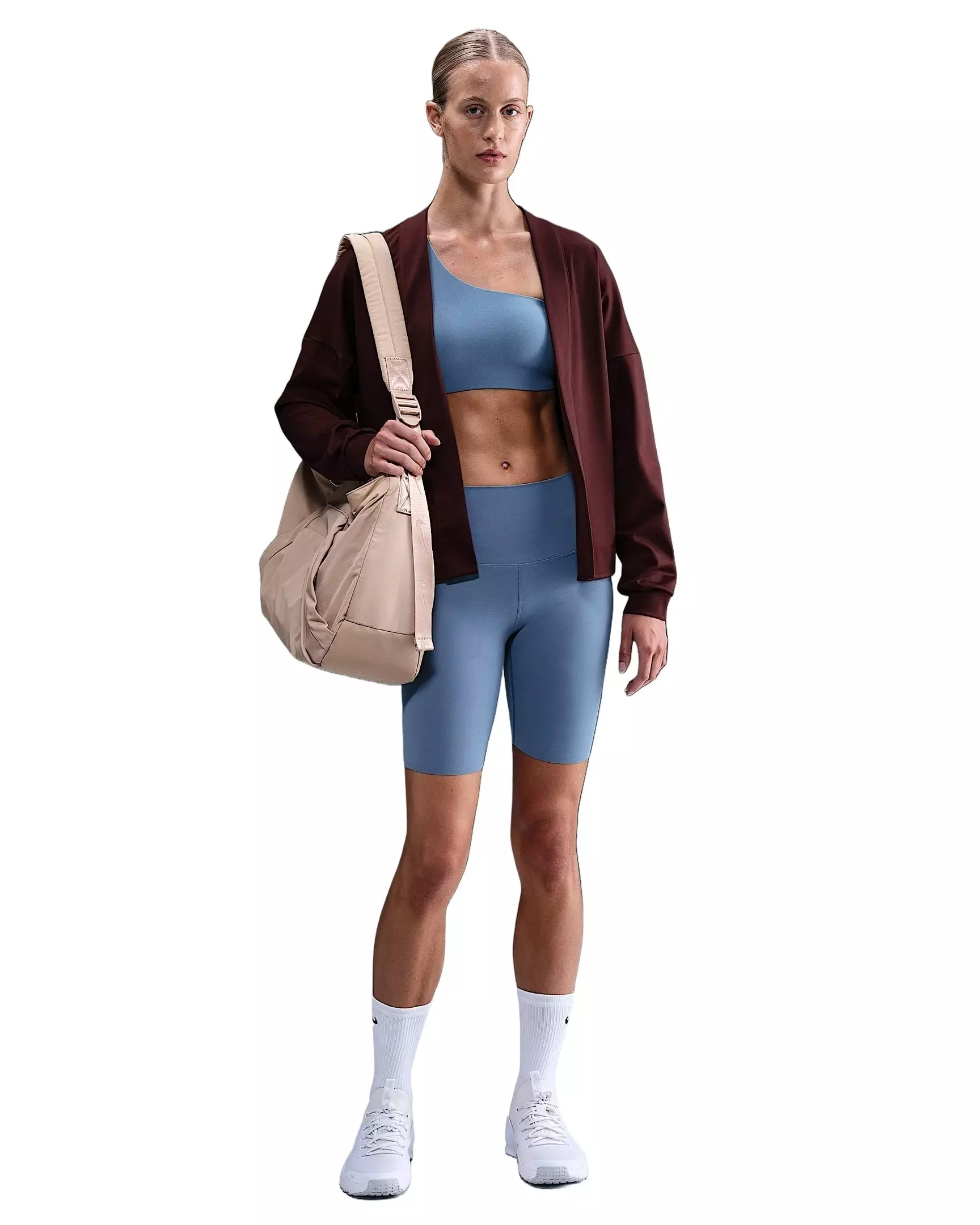 Nike Women's Zenvy Dri-FIT Oversized Cardigan -Burgundy - BURGUNDY